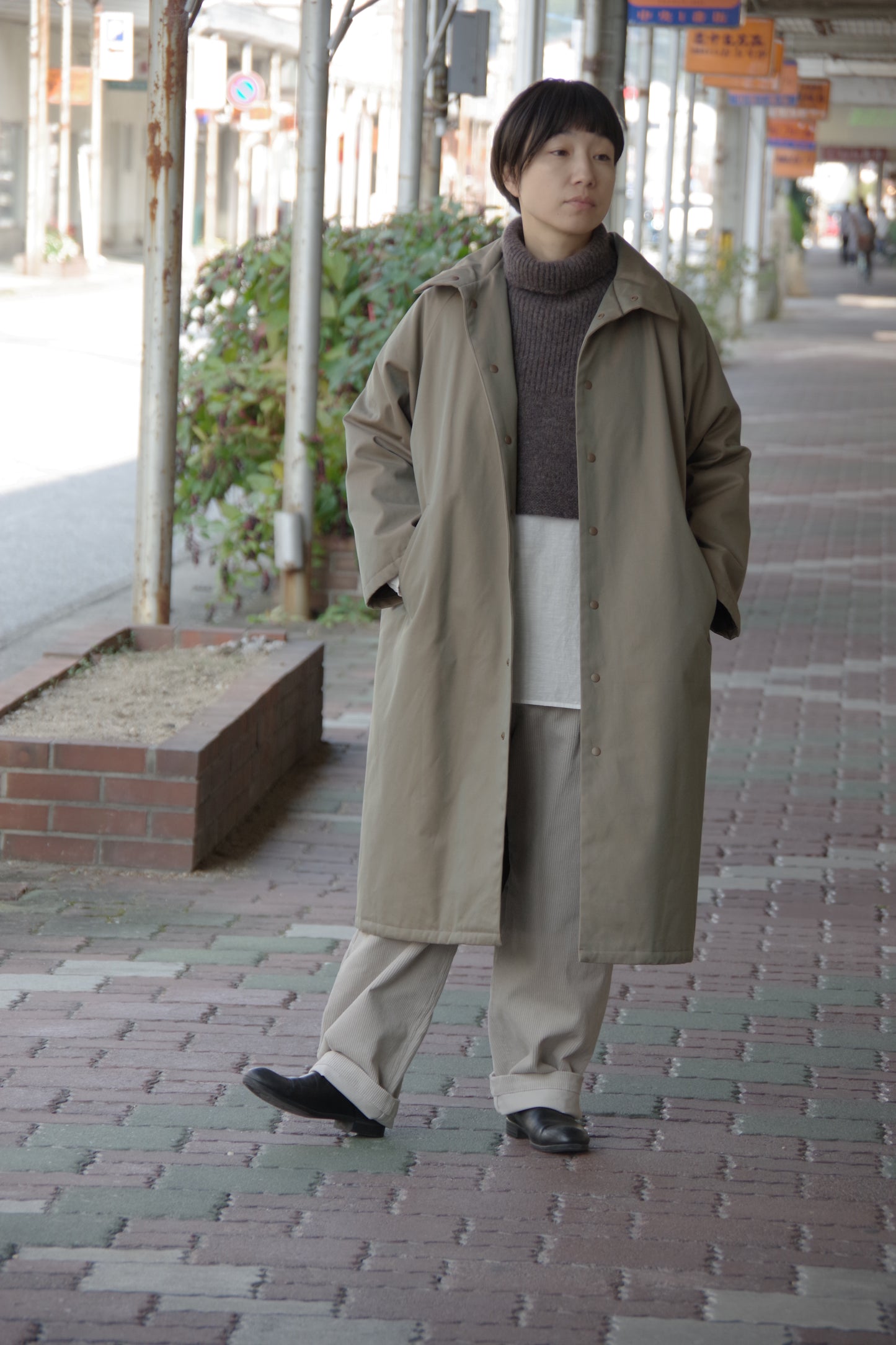 コットン中綿ロングコート | atelier naruse