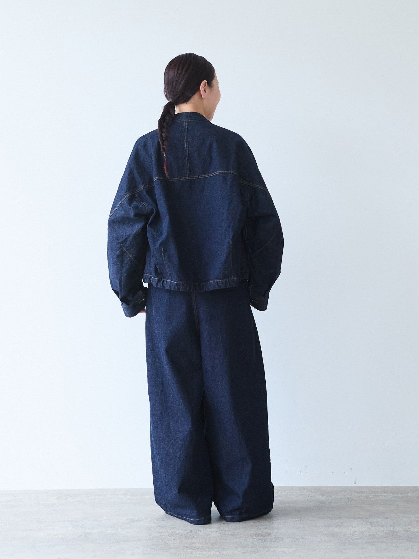 Cotton 11oz denim no collar cocoon ブルゾン | yuni