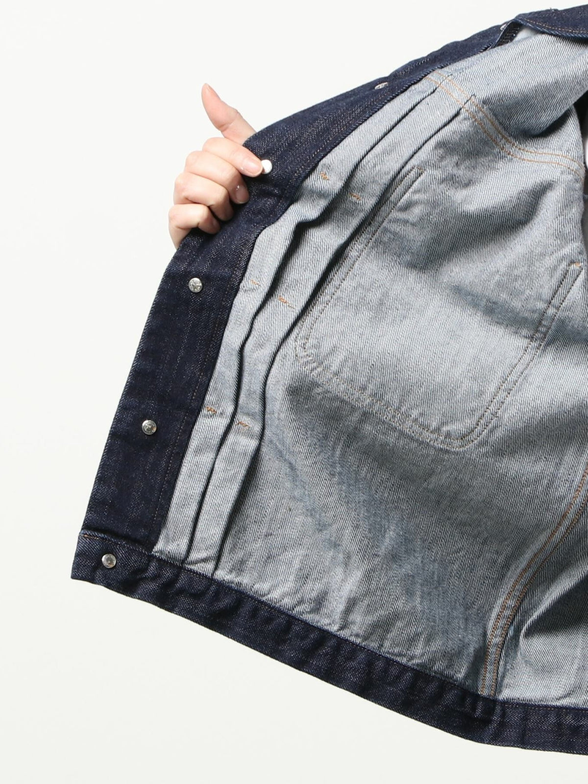 cotton denim ノーカラー ブルゾン | yuni