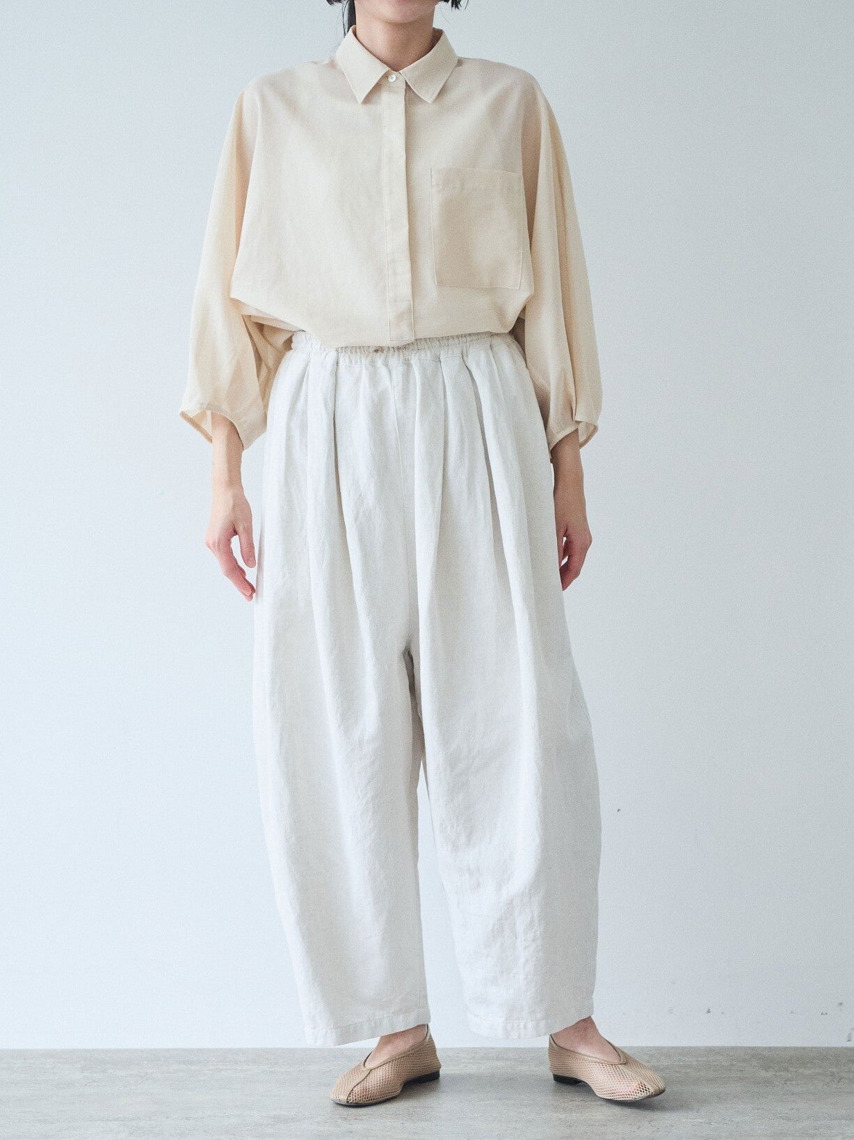Cotton/Linen denim wide cocoon パンツ | yuni