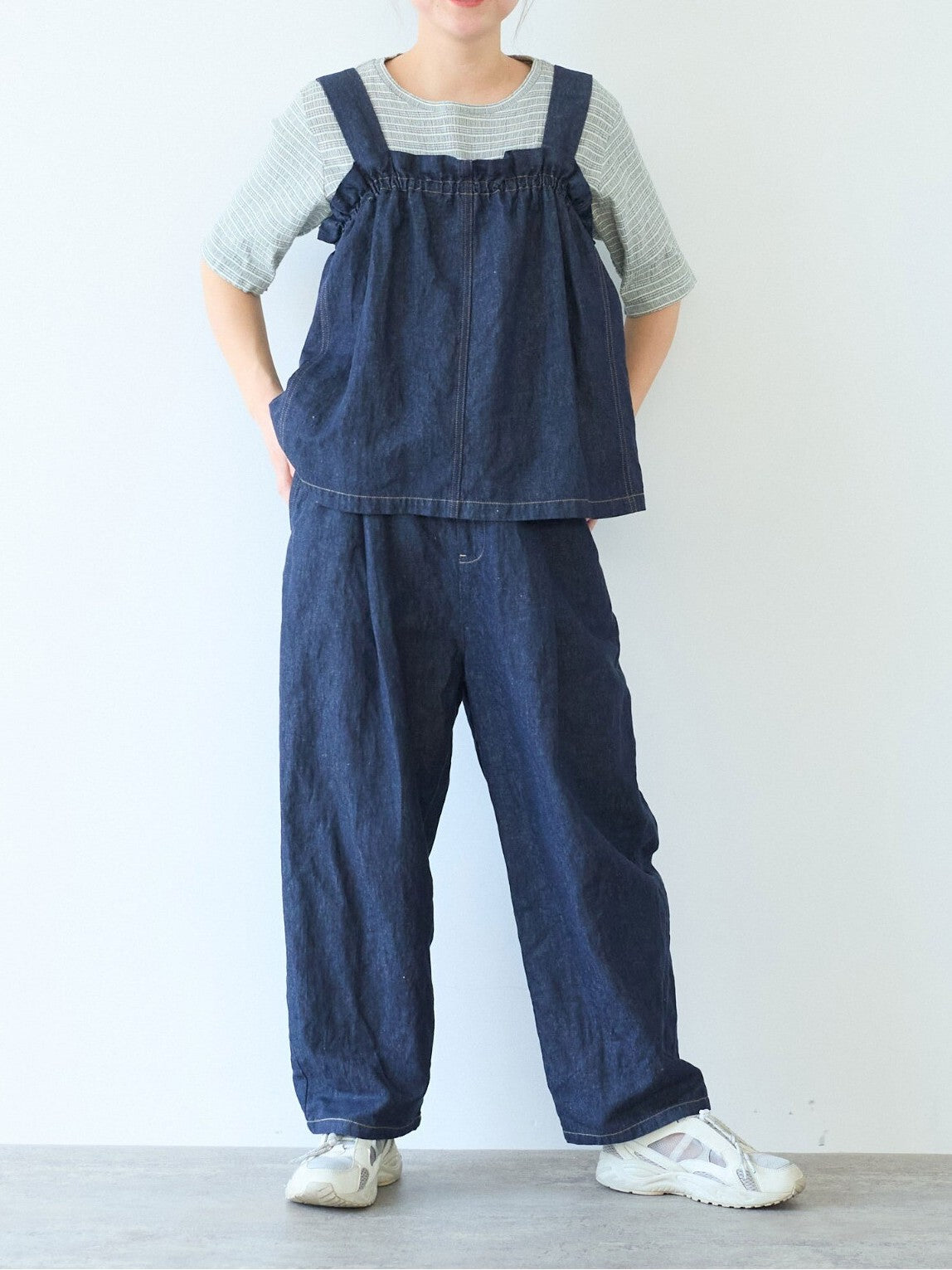 コットンリネンデニム バックゴムパンツ | yuni