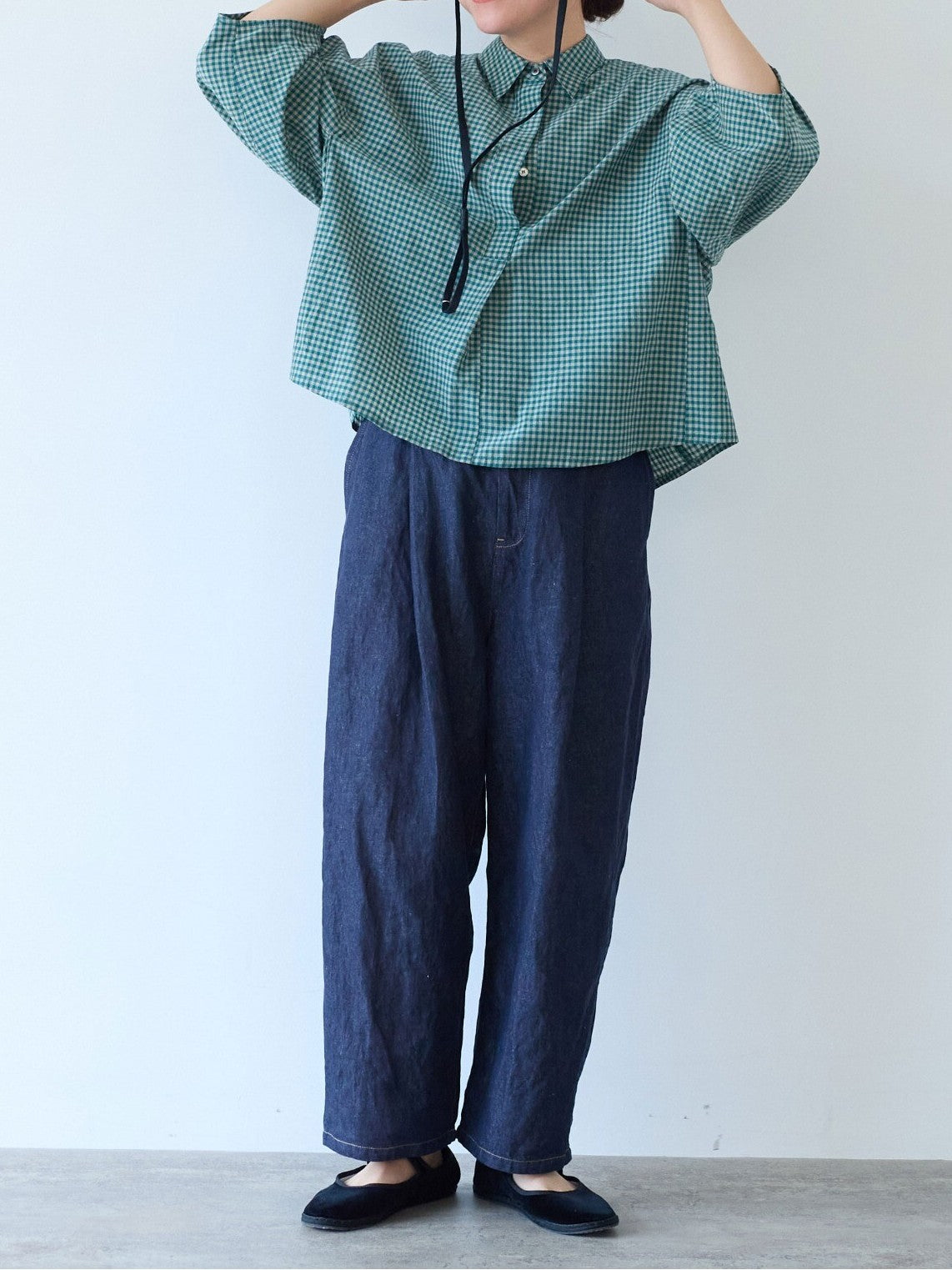 コットンリネンデニム バックゴムパンツ | yuni