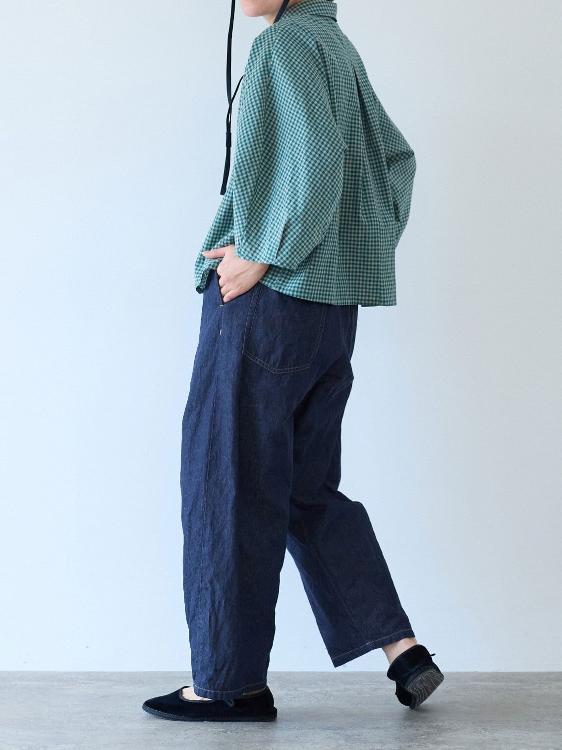 コットンリネンデニム バックゴムパンツ | yuni