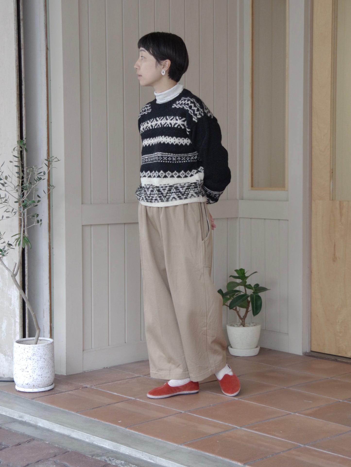 ネパールウール ジャカード長袖 プルオーバー(2 color) | iki