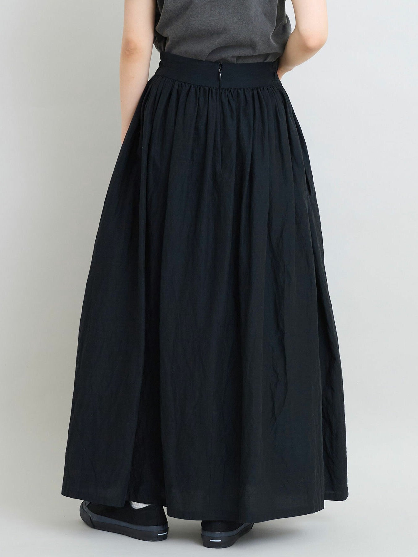 キュプラリネンコットンイブキ染め ギャザードロスト ロング スカート | iki