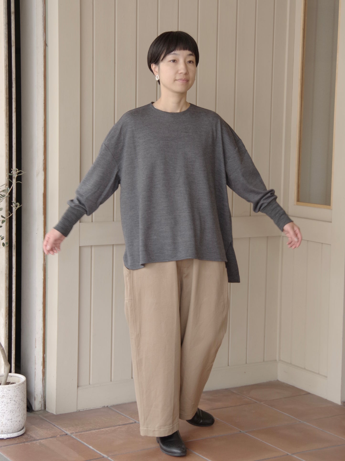 ウールニットカットソー+リブ ( 2 color ) | atelier naruse