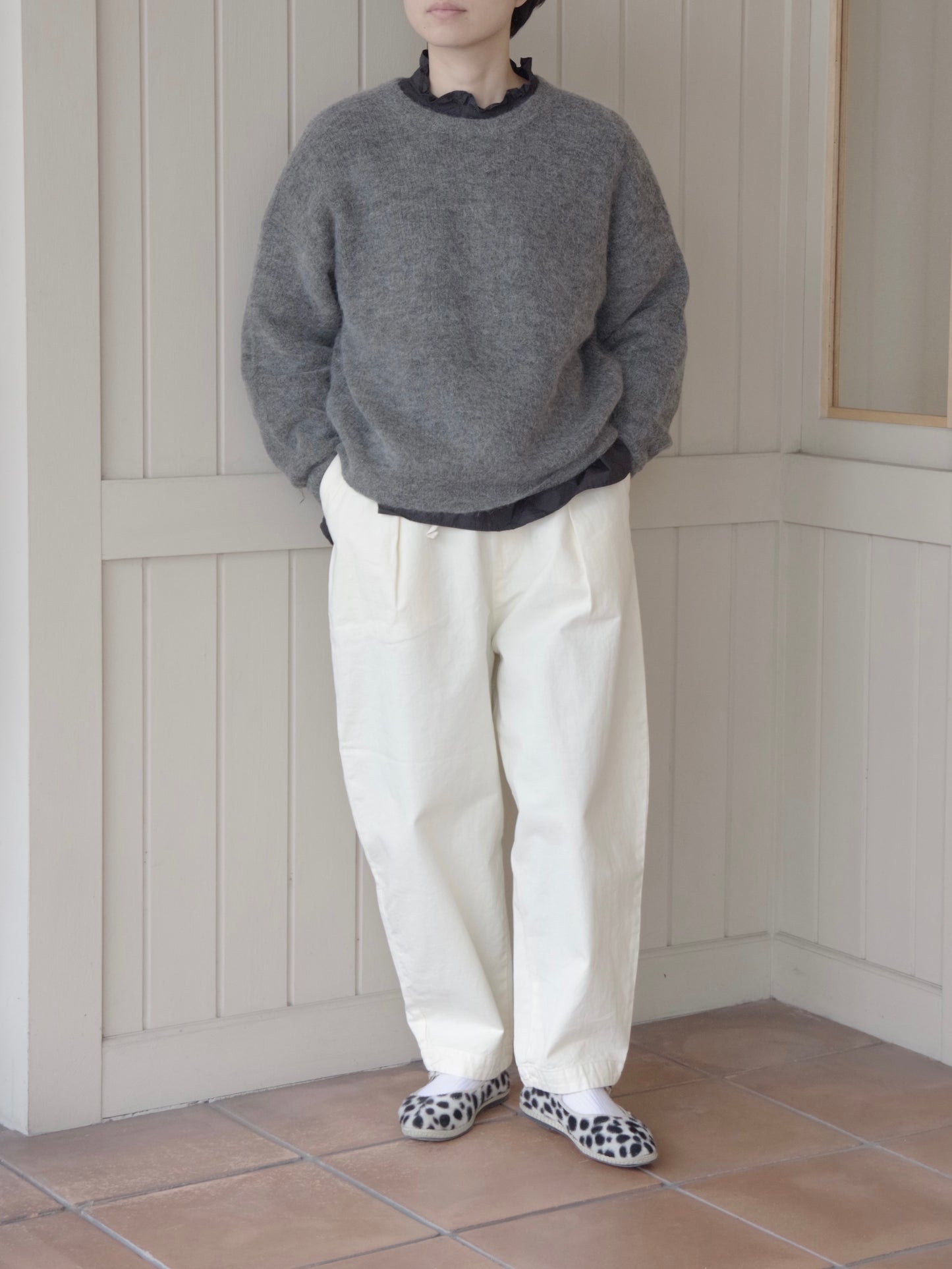 モヘアウール 9G片畦ボリュームスリーブ 2wayカーディガン | Hands of creation