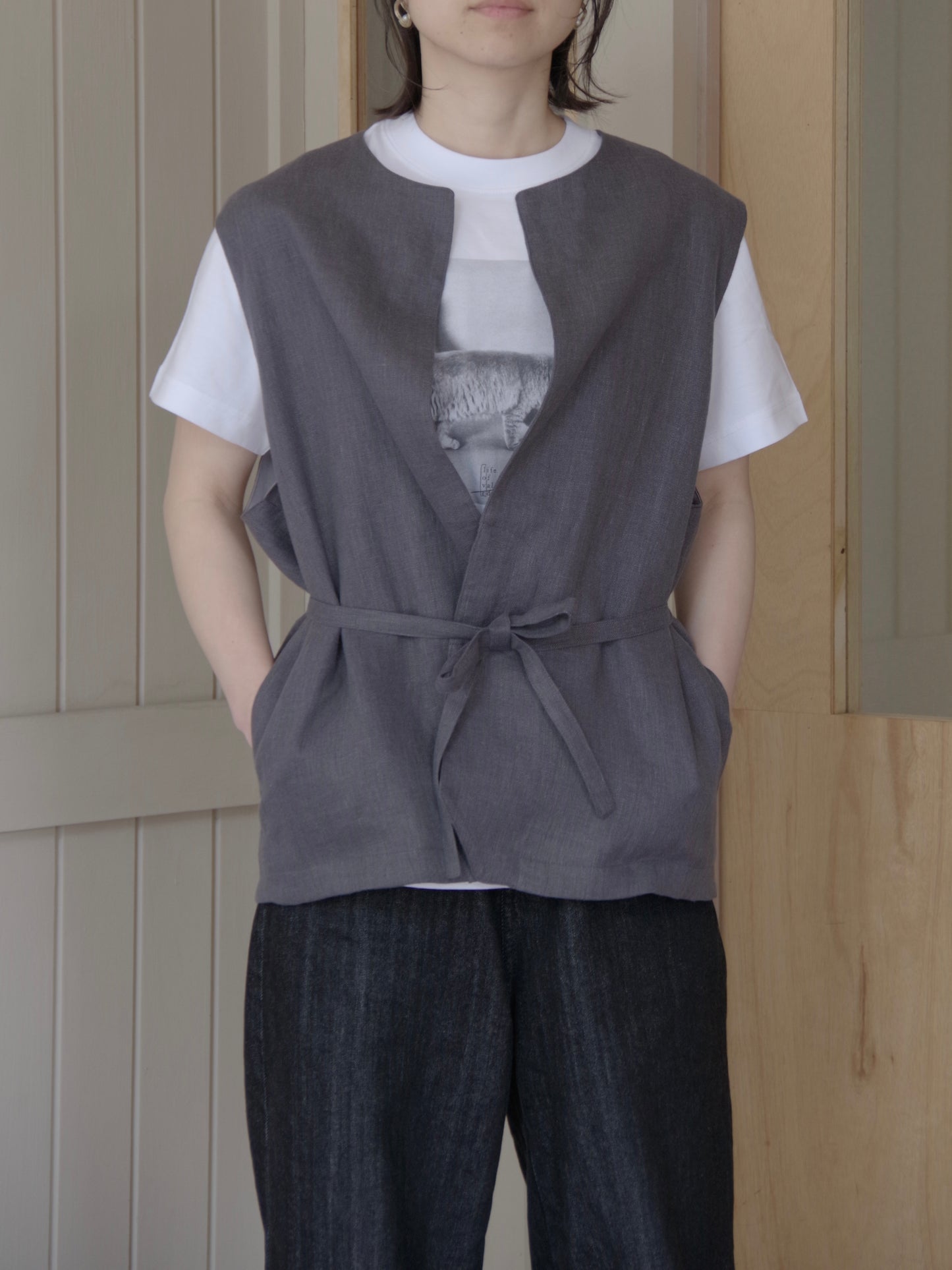 LINEN VEST ( 2 color) | sisisi