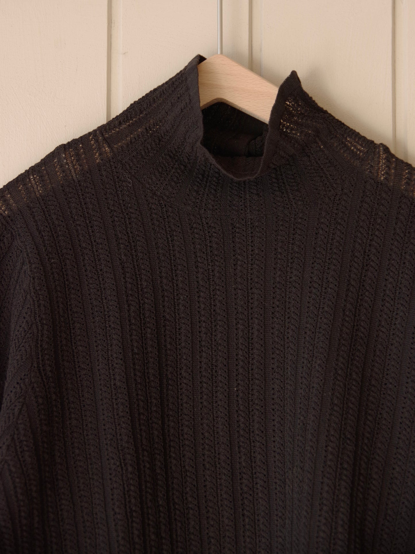 コットン/ナイロン sheer stripes ハイネックニット | yuni