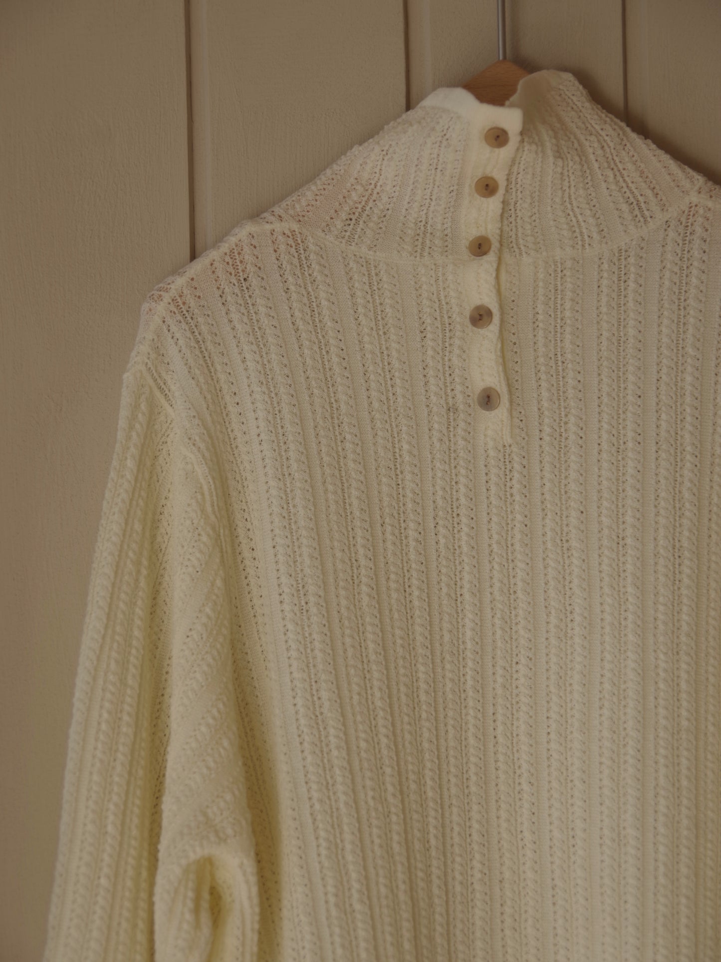 コットン/ナイロン sheer stripes ハイネックニット | yuni