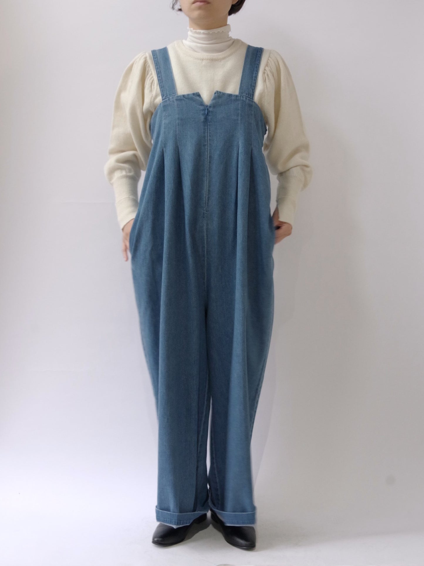 DENIM WIDE OVERALL (2color) | sisisi