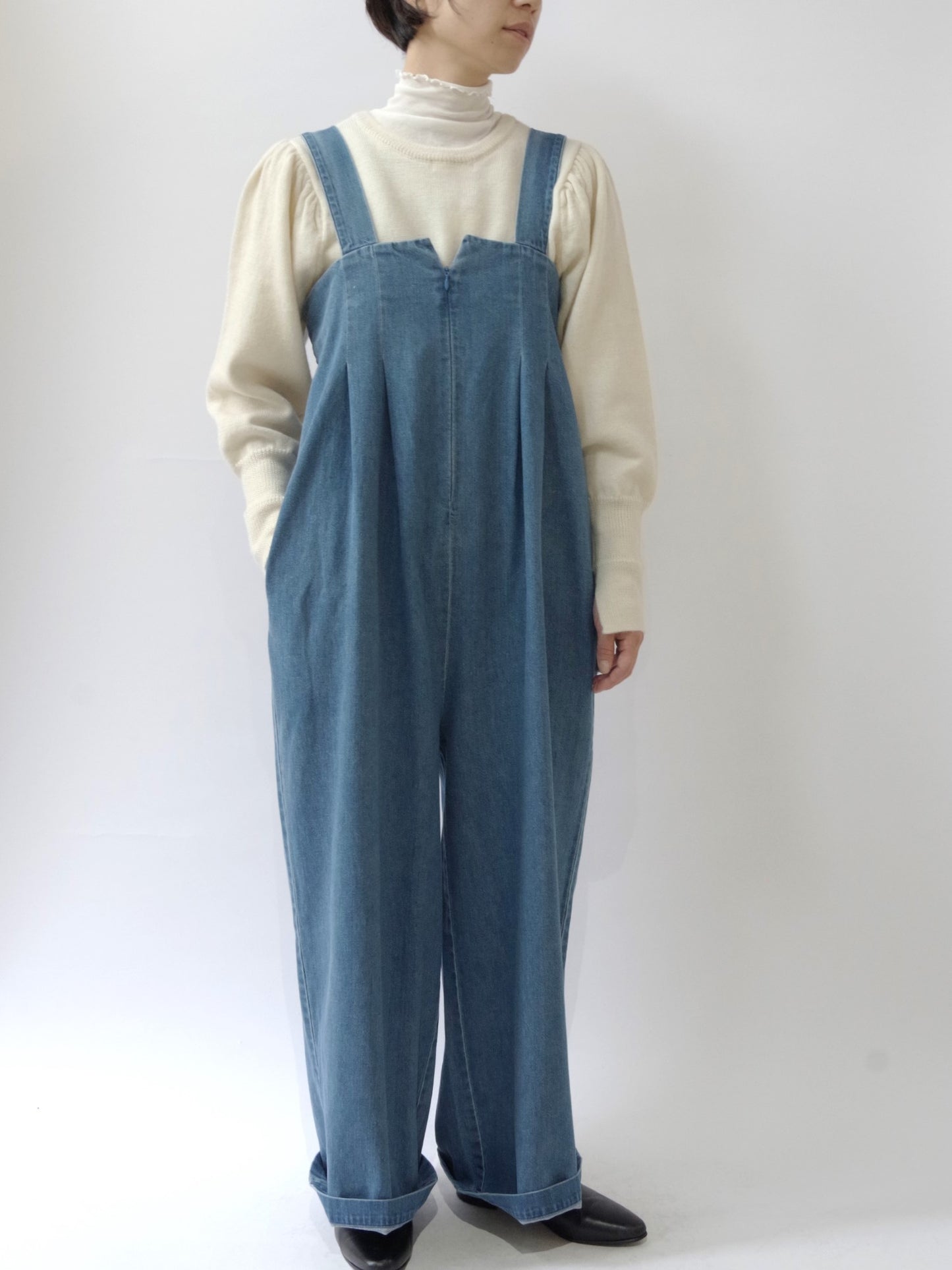 DENIM WIDE OVERALL (2color) | sisisi