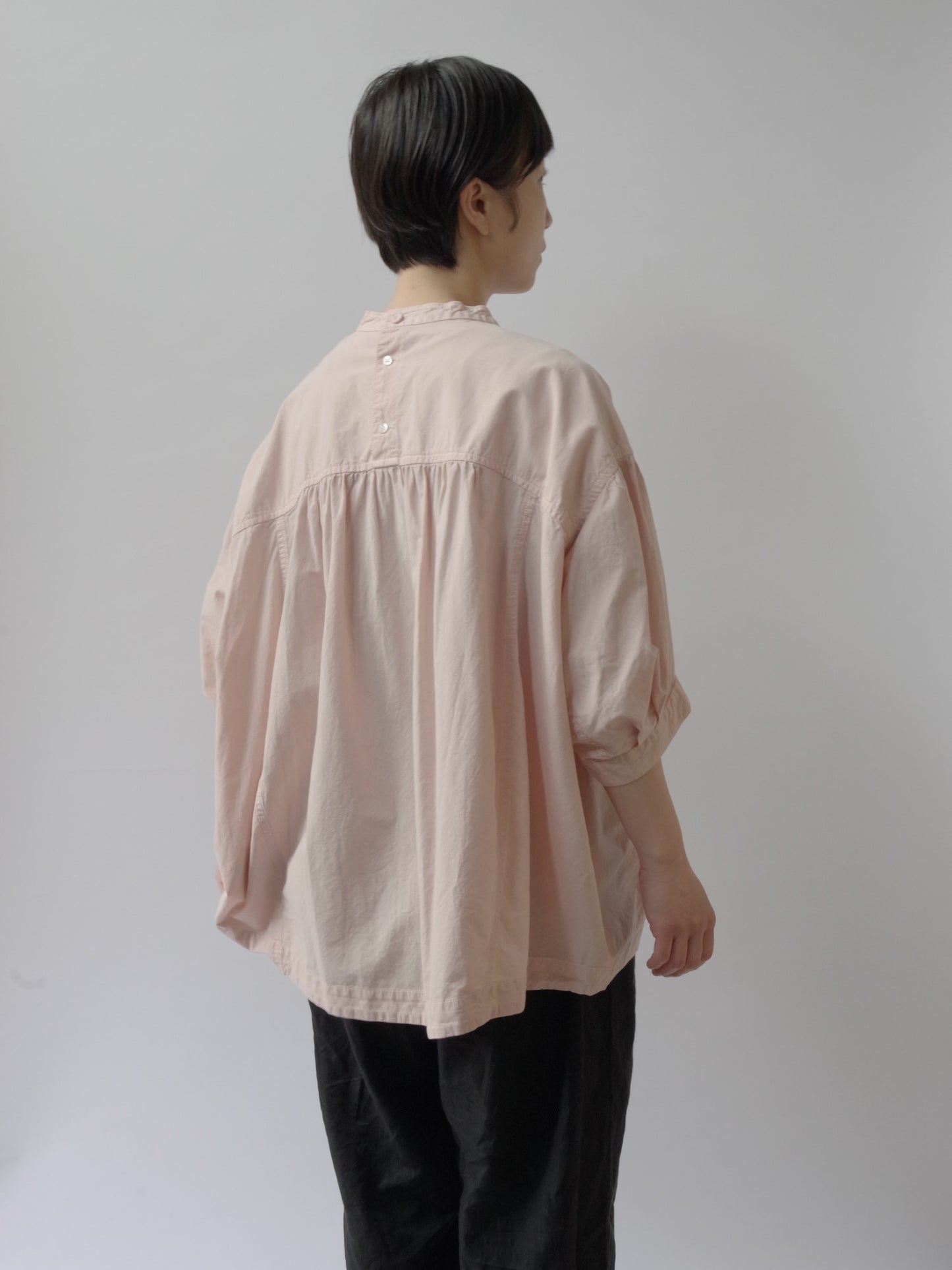 120/2コットン/ナイロンギャザーロングスリーブブラウス | yuni