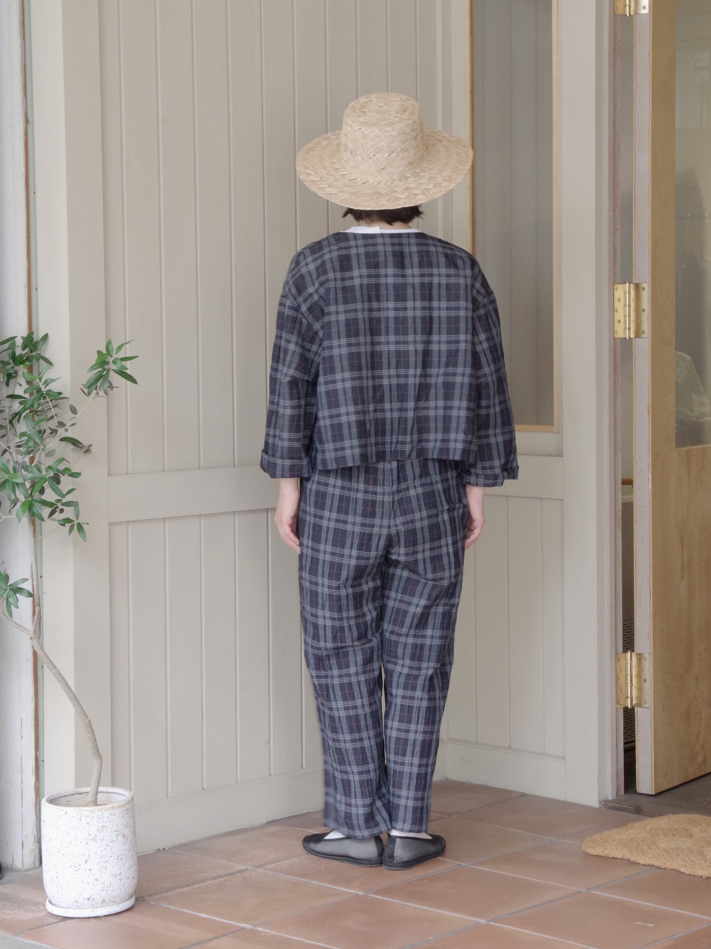 L/C/Pe washer check haori ブラウス | yuni