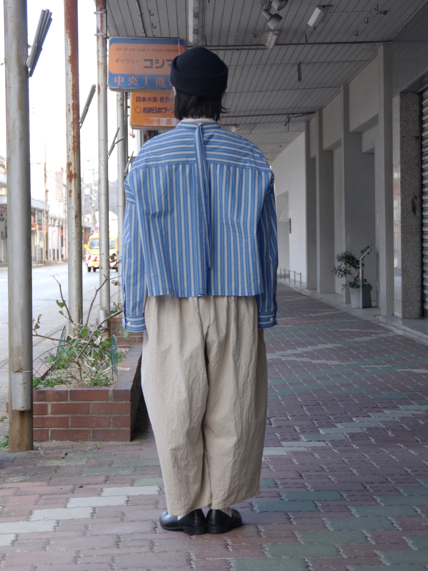 ストライプ ワイドショートシャツ | yuni