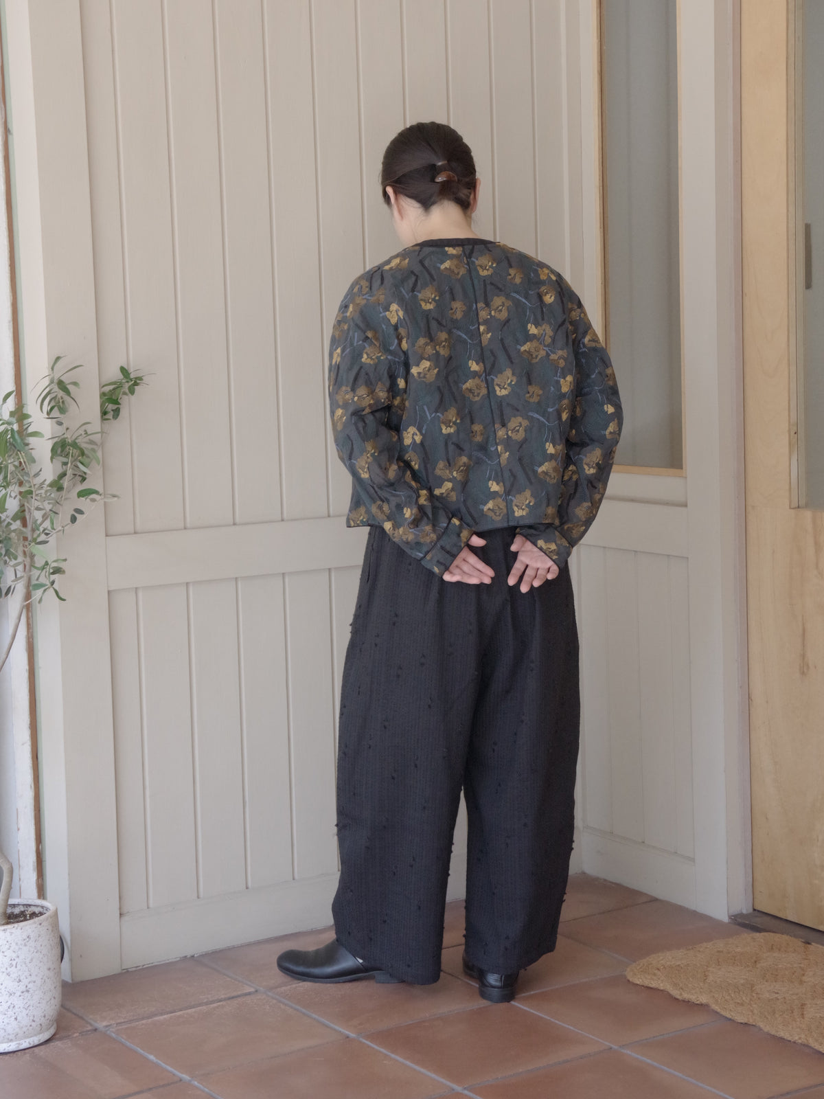 Cotton Nylon sheer blooming embroidery haori ブラウス | yuni