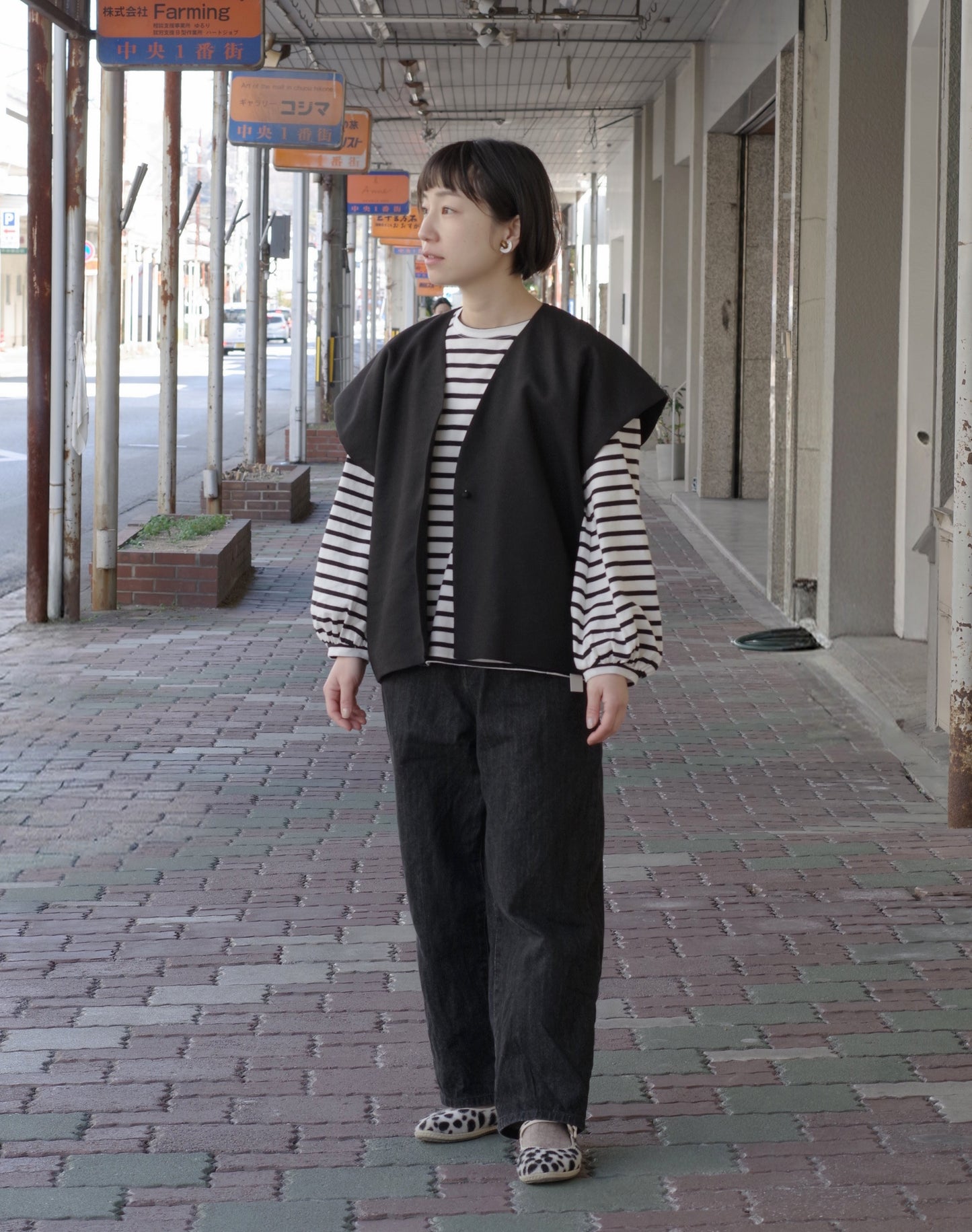 パフスリーブシャツプルオーバー(ボーダー) | sisisi