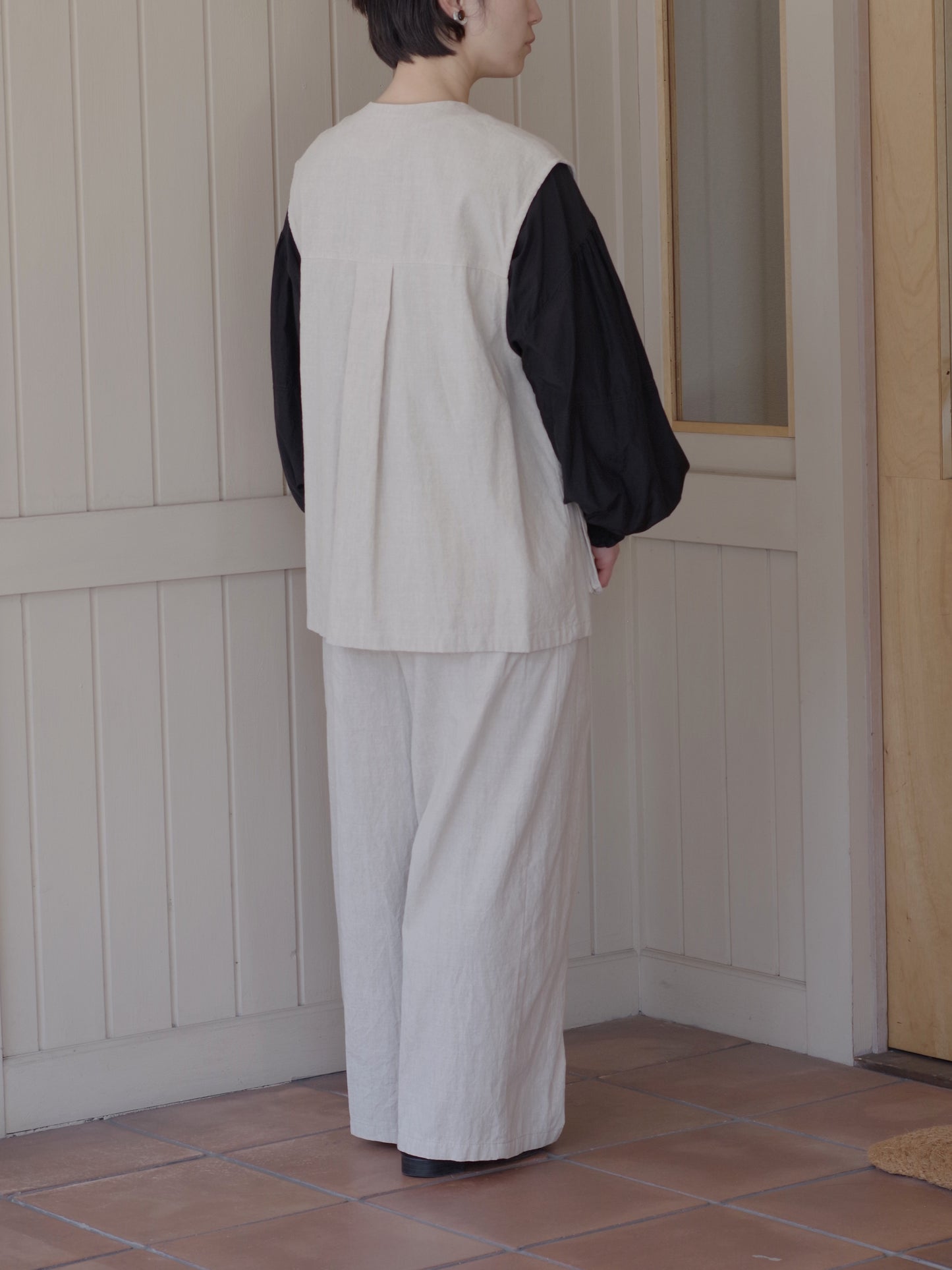 高密度Cotton/Linen high waist wrap パンツ | yuni