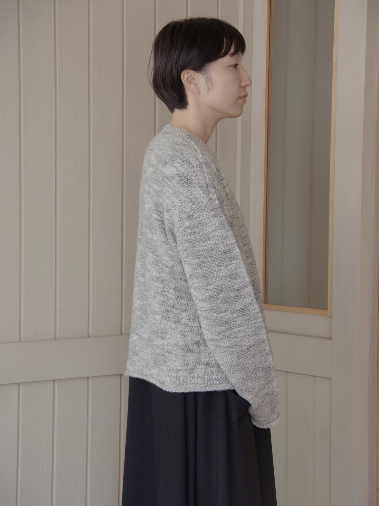 ランダムスラブウール 5Gホールガーメントシンプルポケットプルオーバー | Hands of creation