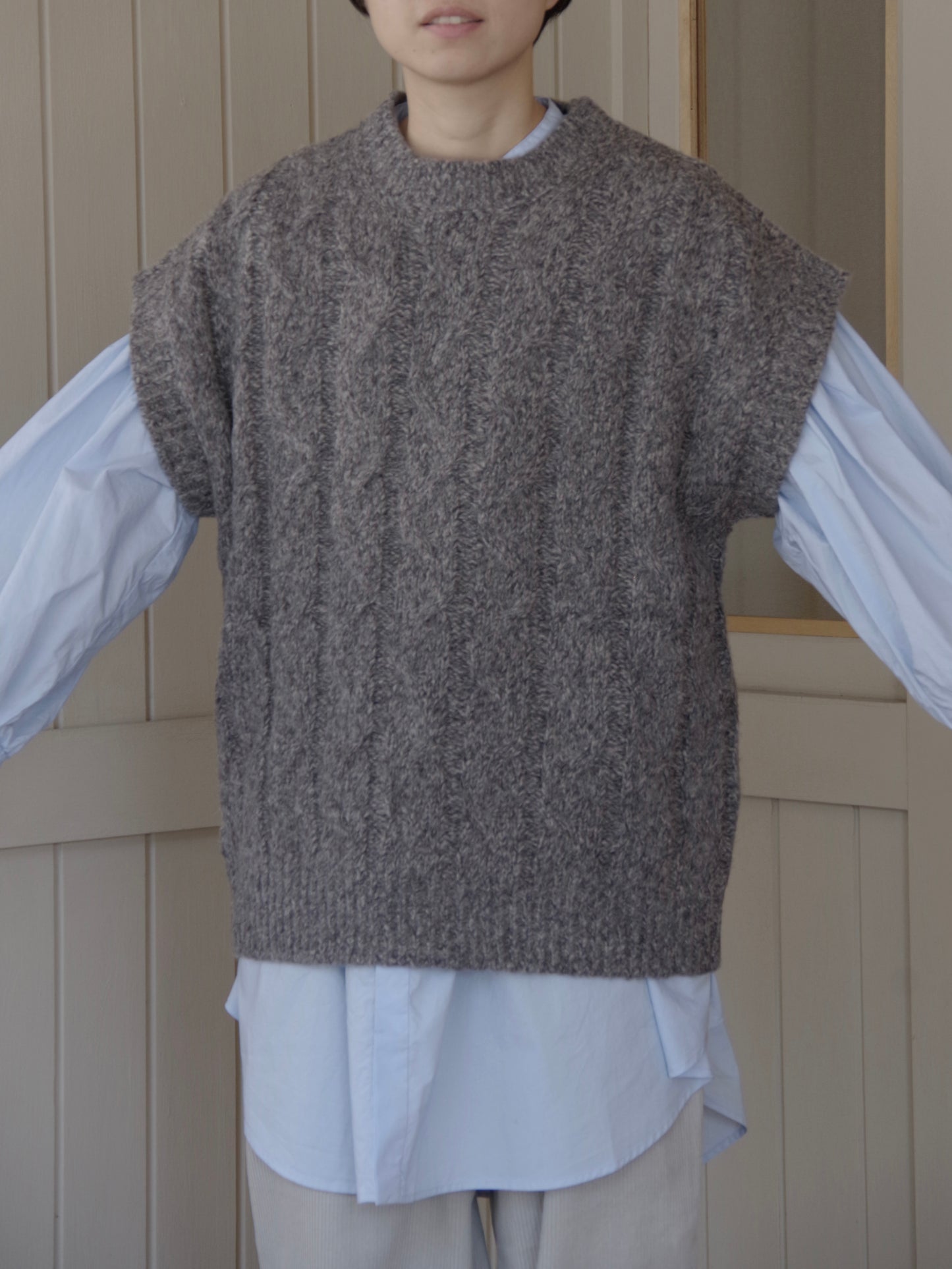 malibo mix ウール アラン編みベスト | yuni