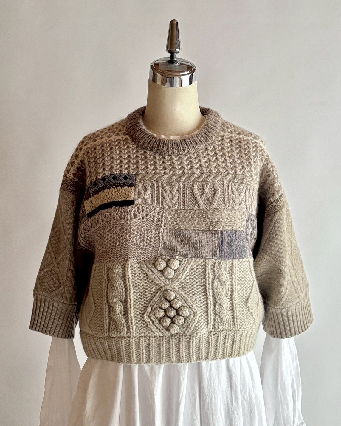 パッチワーク半袖セーター MO-24-KN-119 | motley