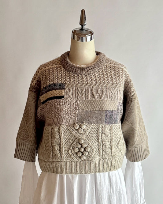 パッチワーク半袖セーター MO-24-KN-119 | motley