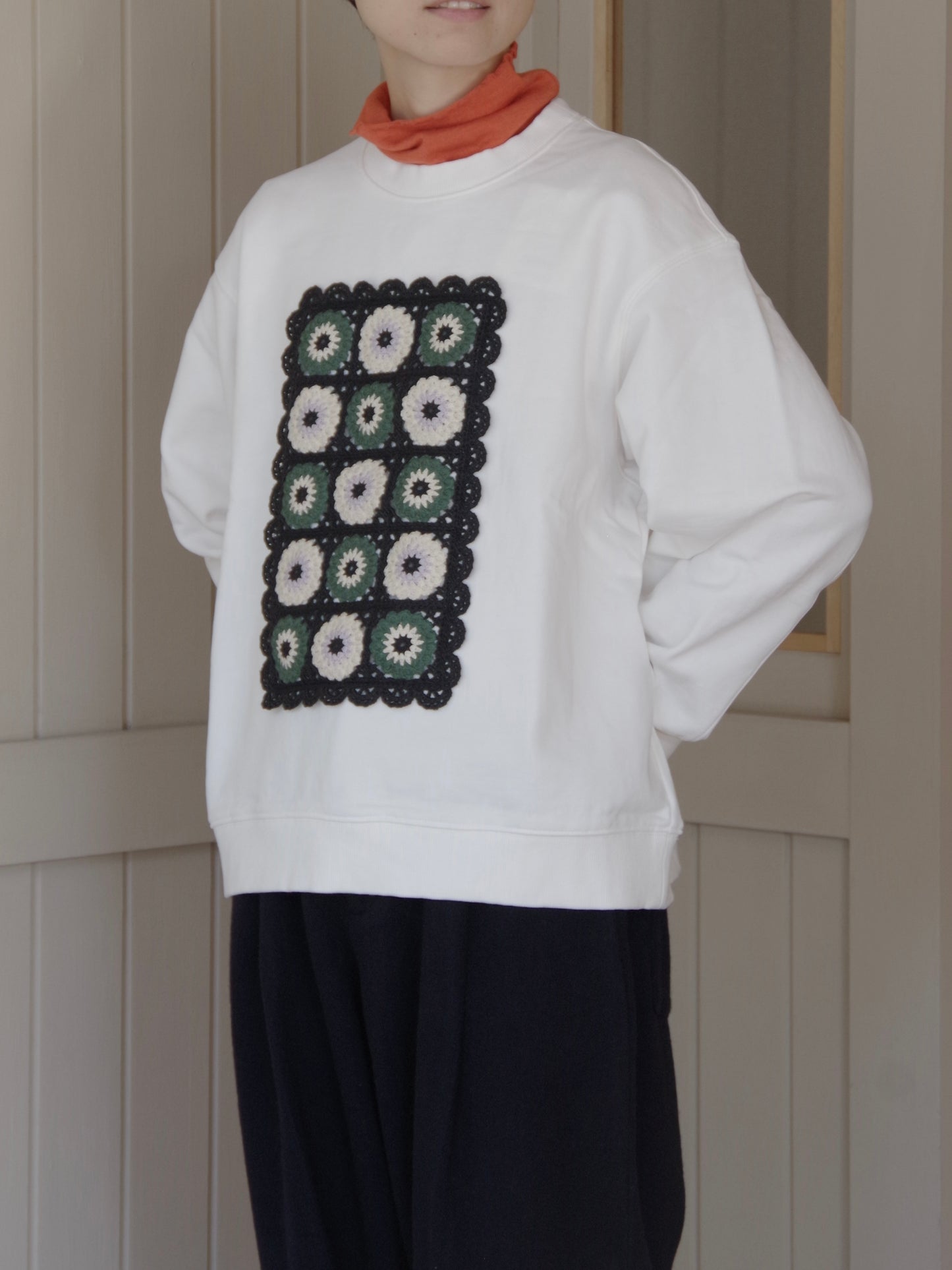 コットン裏毛レースプルオーバー | yuni