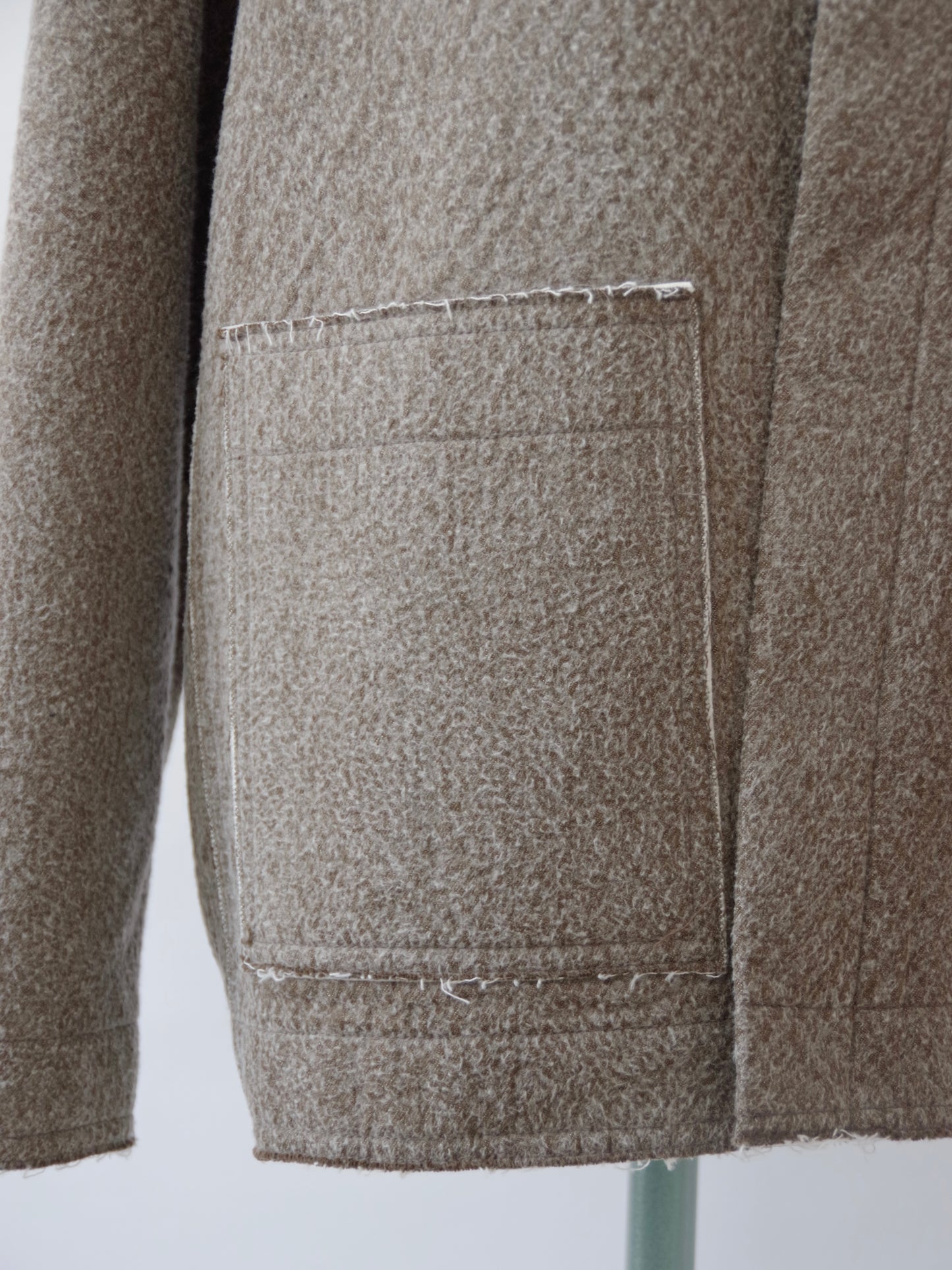 denim / fleece needle punch over jacket | qiri