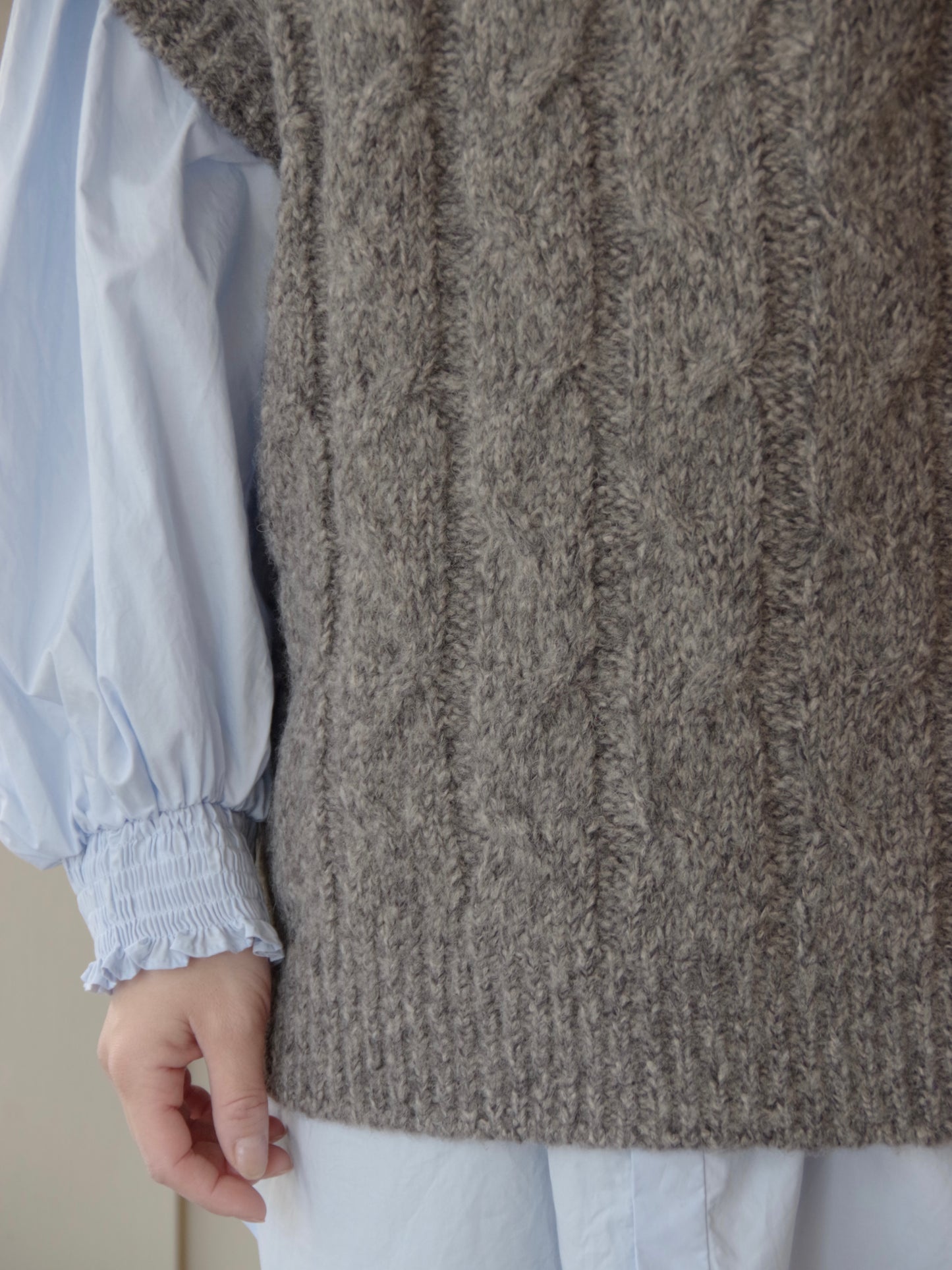 malibo mix ウール アラン編みベスト | yuni