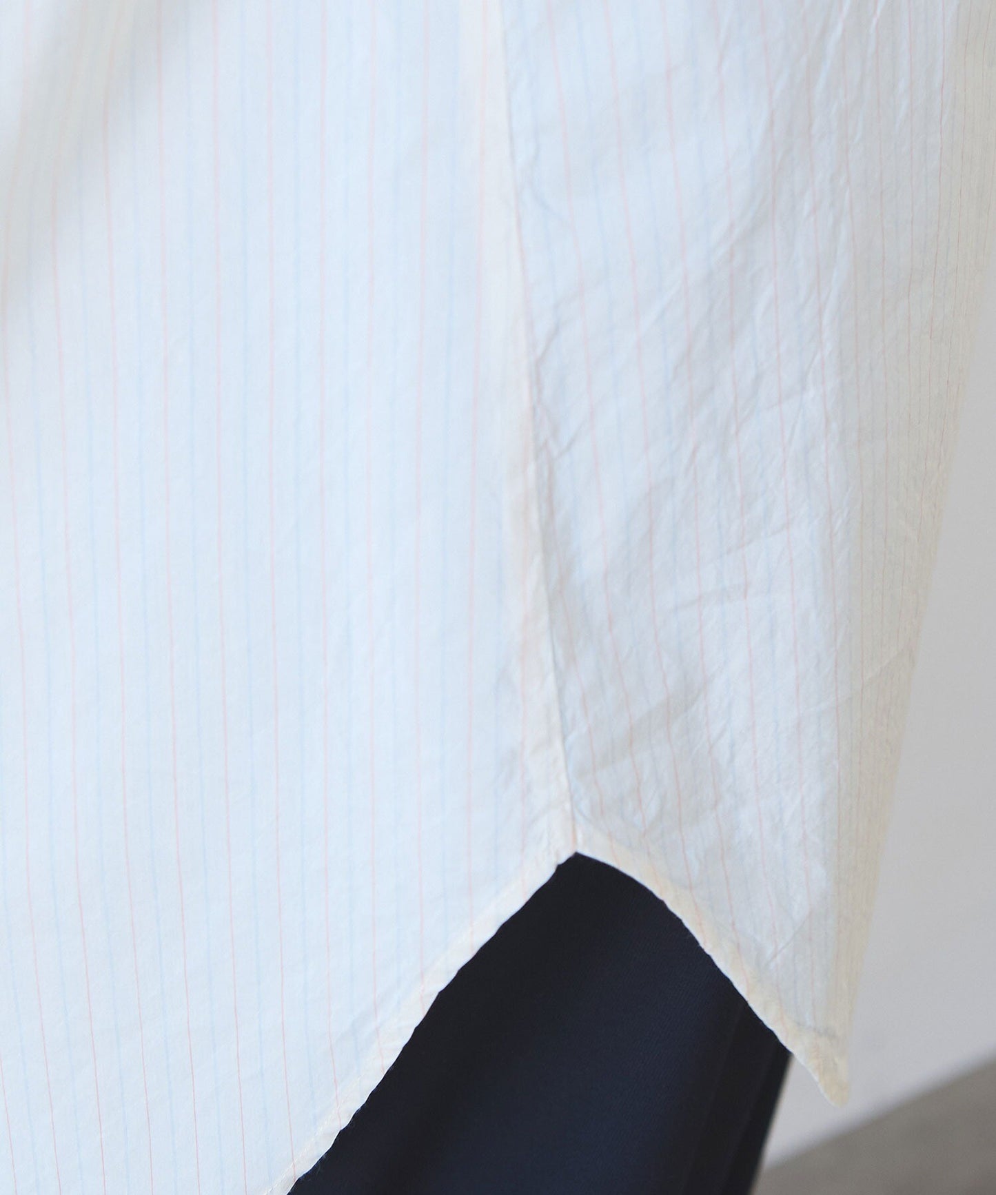 コットンシルク ストライプ moe sleeves バックリボン シャツ | yuni