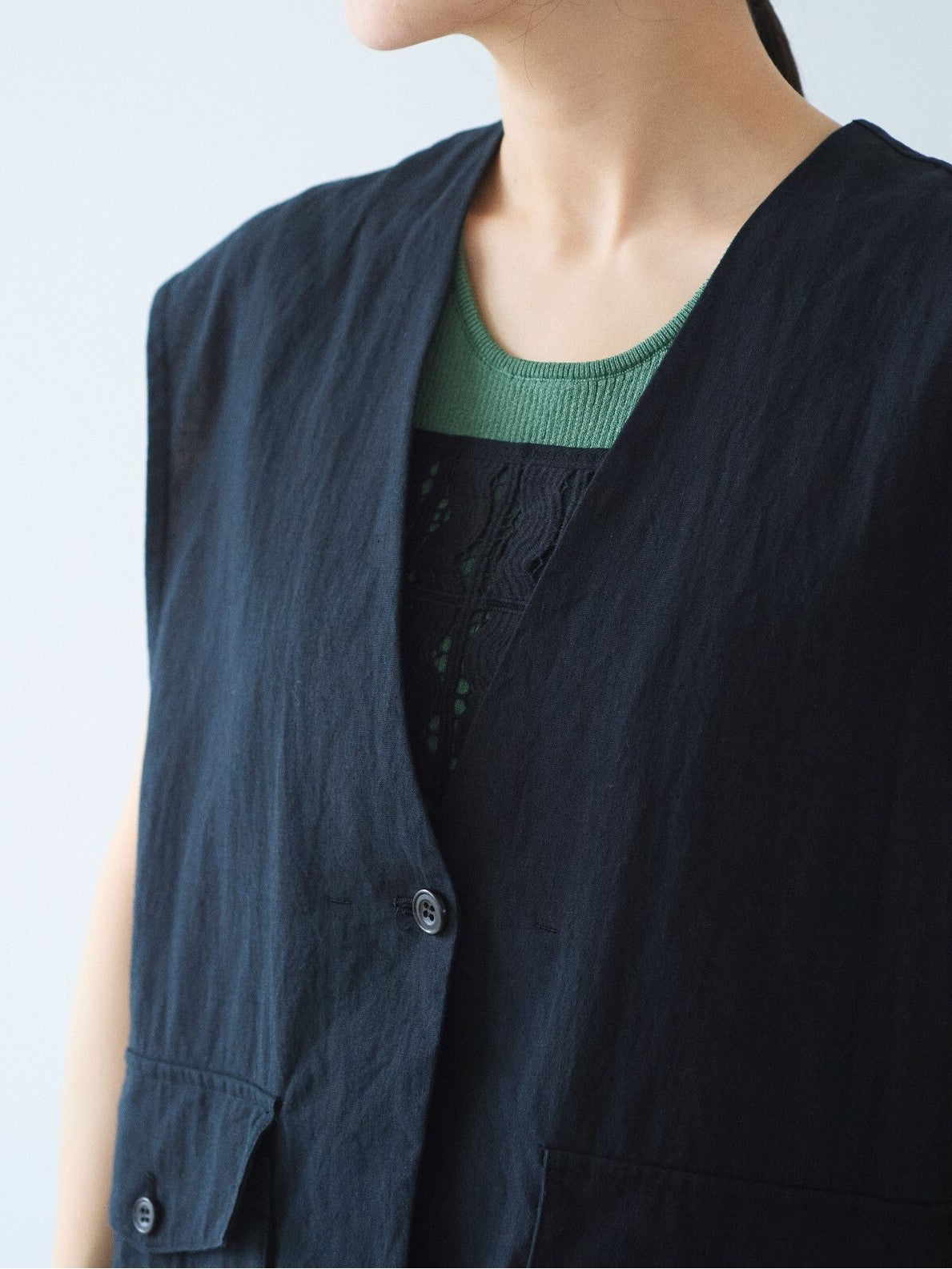 高密度Cotton/Linen ベスト | yuni