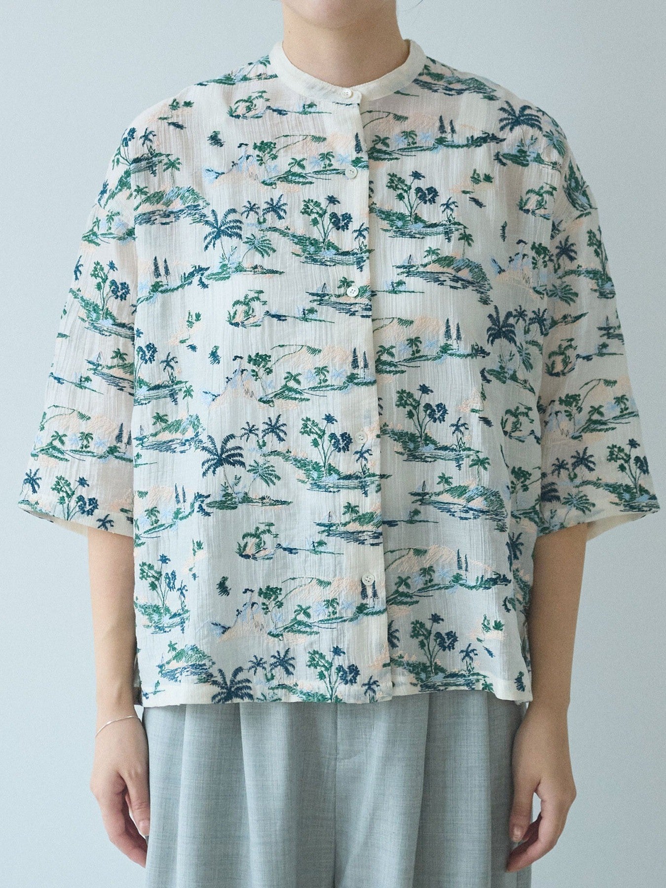 Island embroidely ショートシャツ (2color)  | yuni