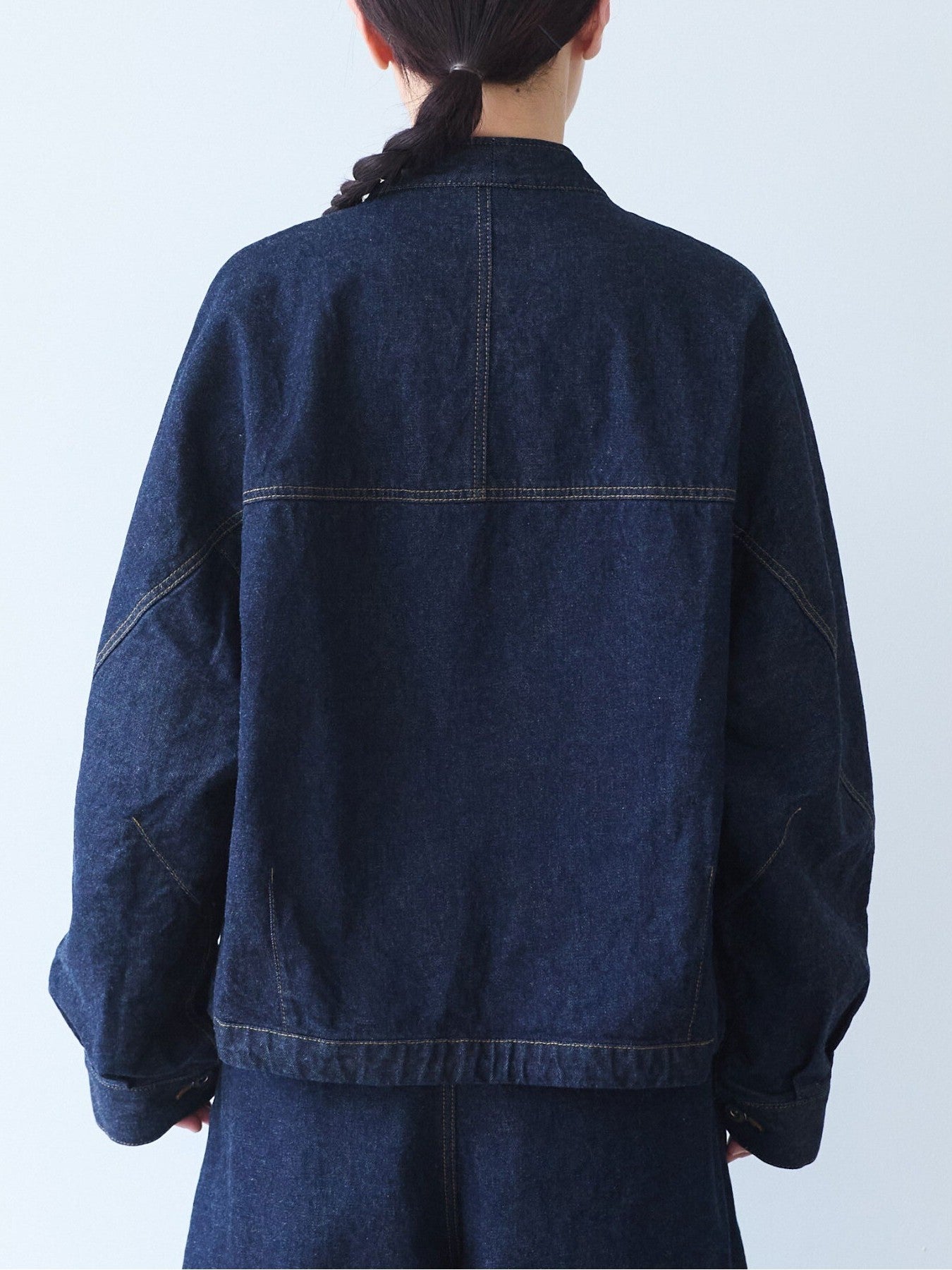 Cotton 11oz denim no collar cocoon ブルゾン | yuni