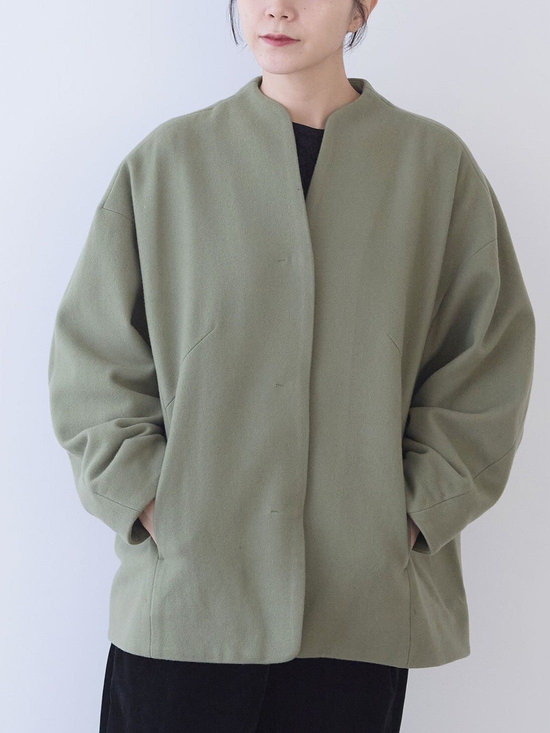 ウールsuper100 middle length cocoonコート | yuni