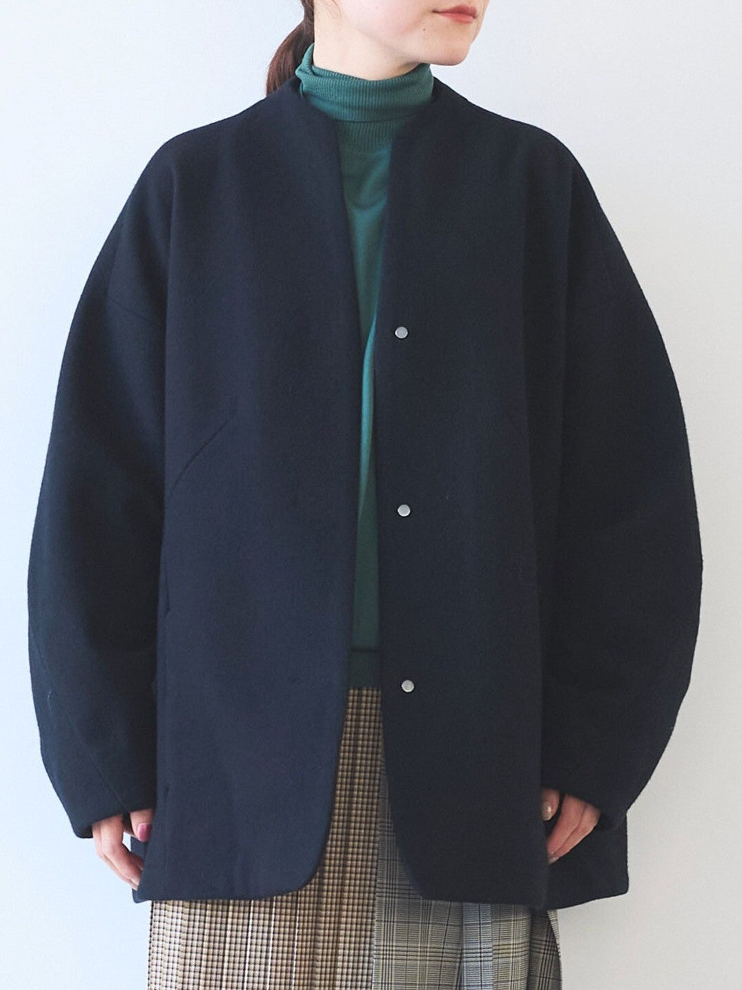 ウールsuper100 middle length cocoonコート | yuni