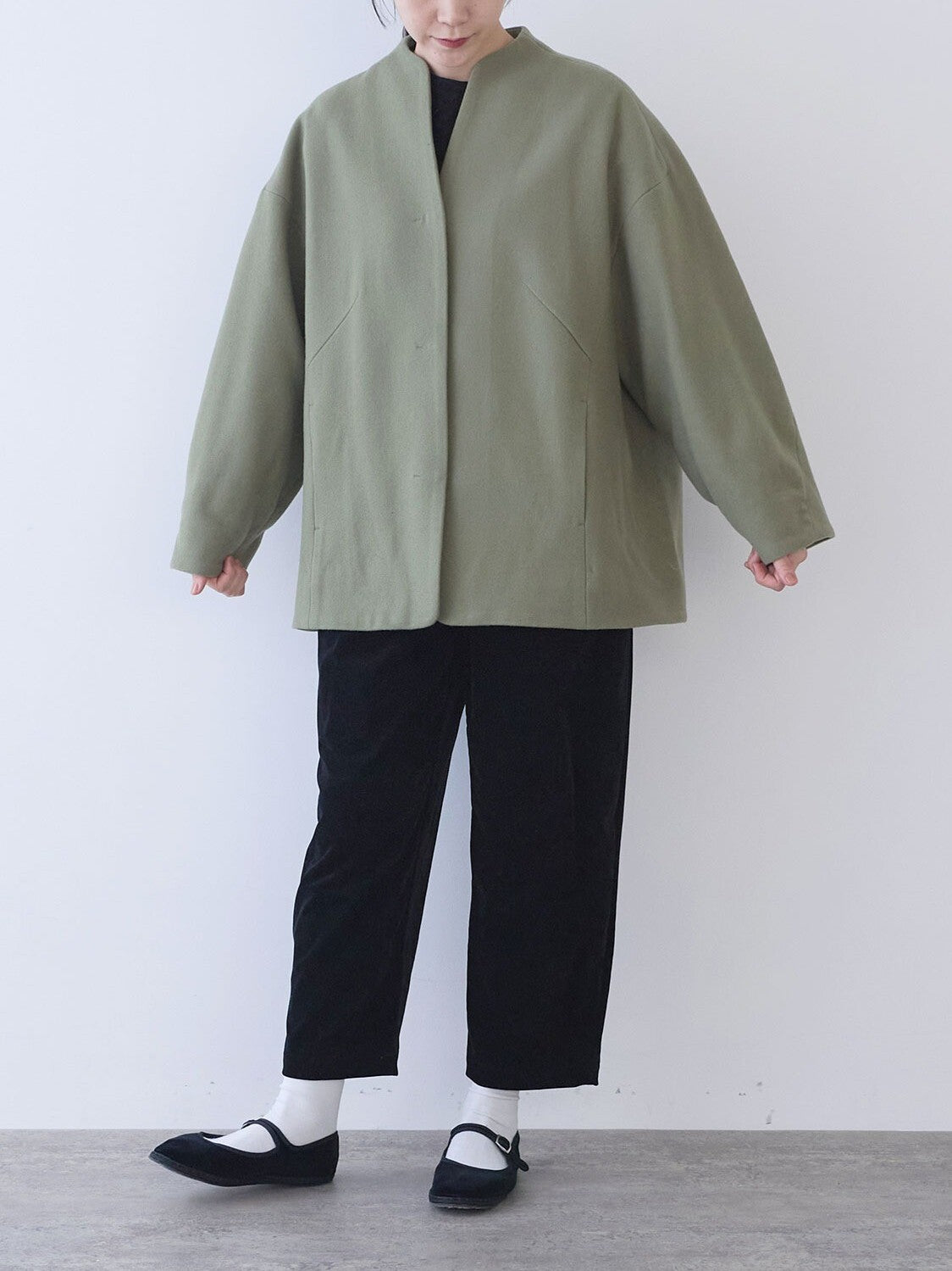 super100 Wool ラグランコクーンコート