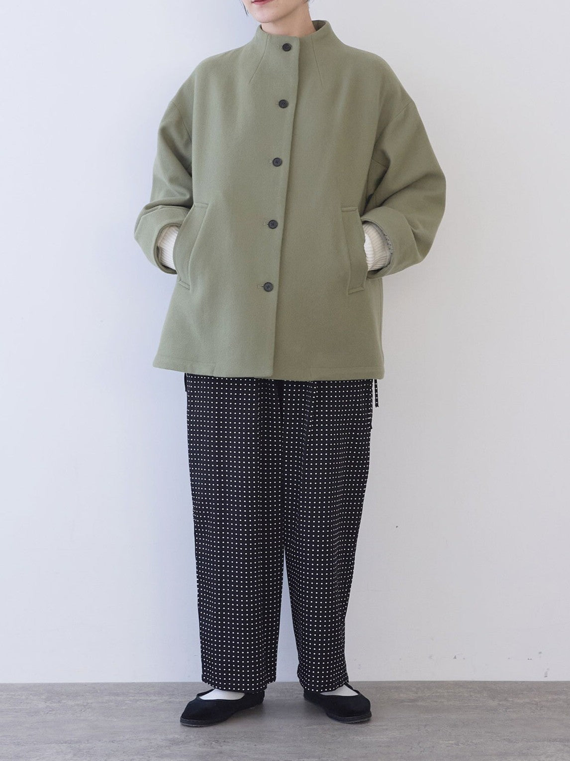 W/super100 bottleneck drawstrings hem コート