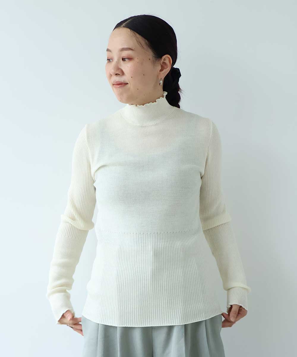 14G merino/w switching rib ハイネック プルオーバー | yuni