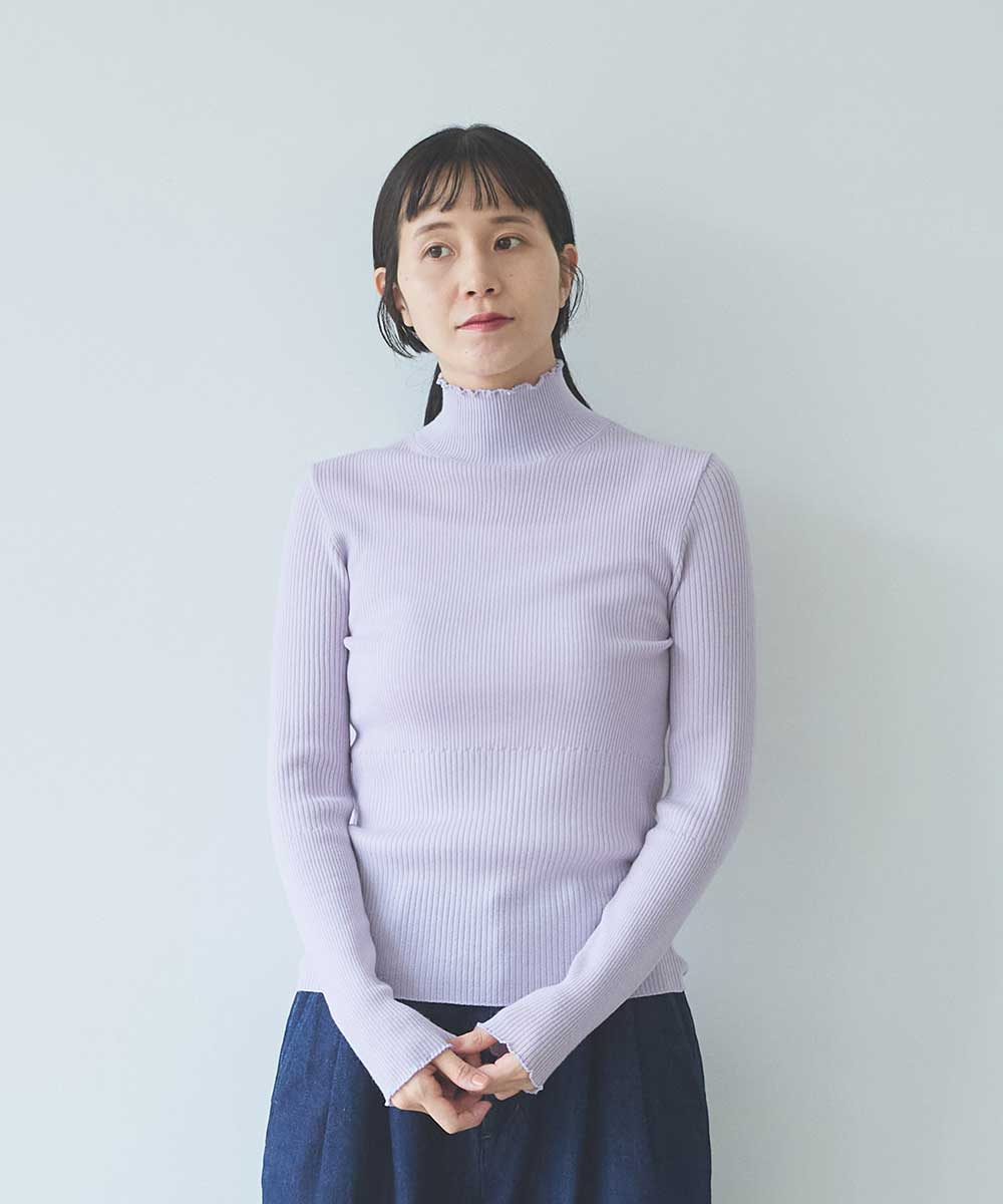 14G merino/w switching rib ハイネック プルオーバー | yuni