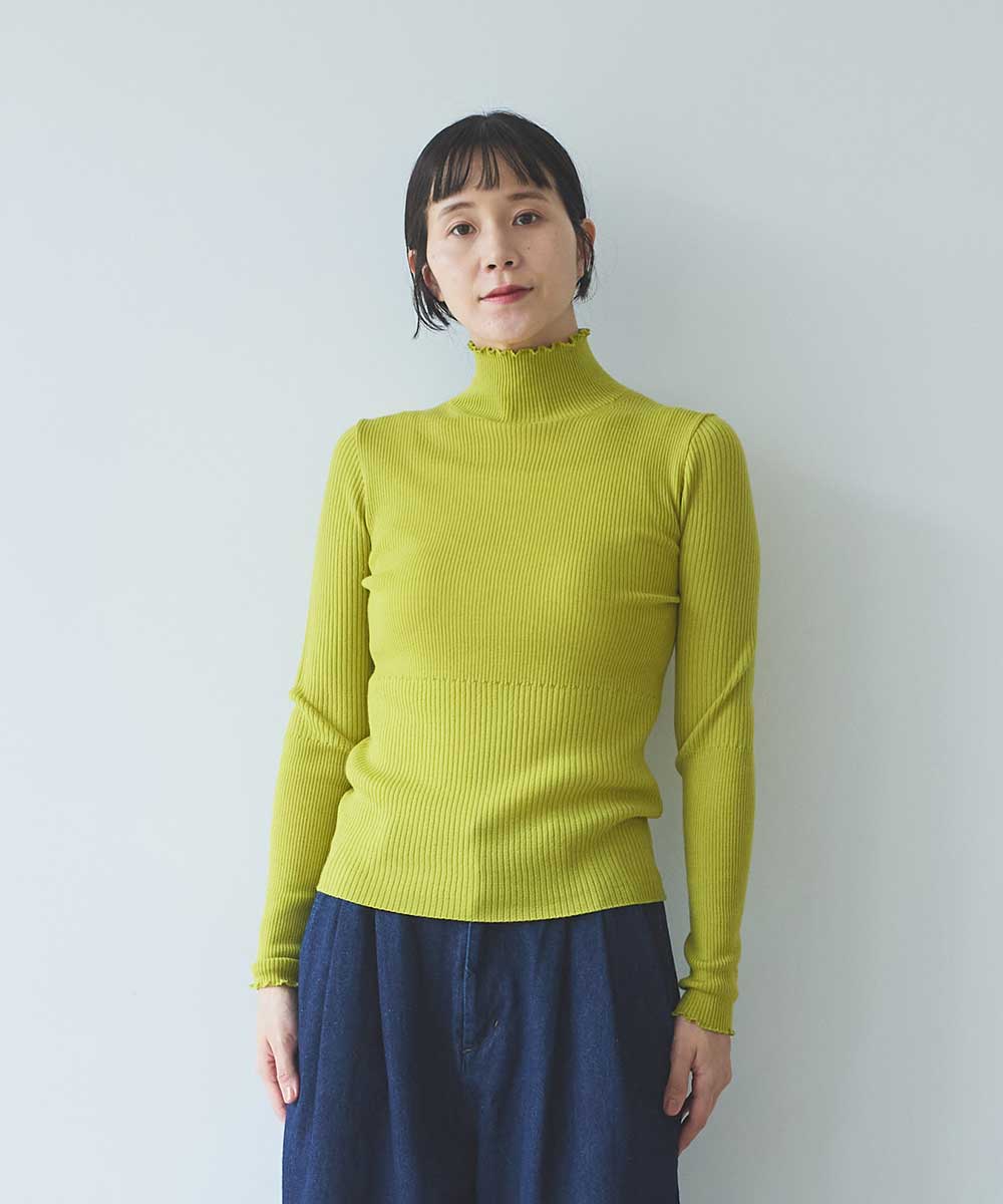 14G merino/w switching rib ハイネック プルオーバー | yuni