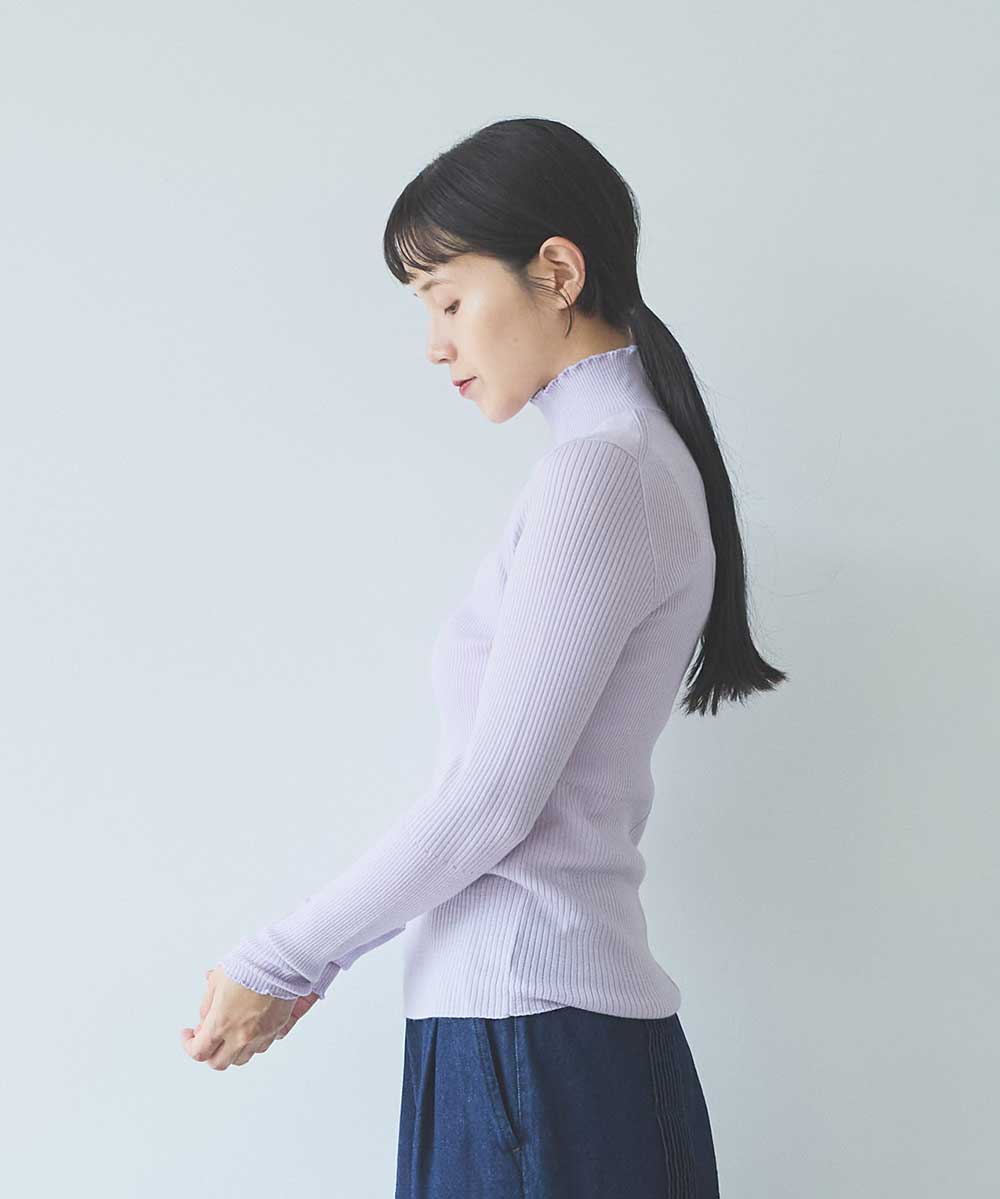 14G merino/w switching rib ハイネック プルオーバー | yuni