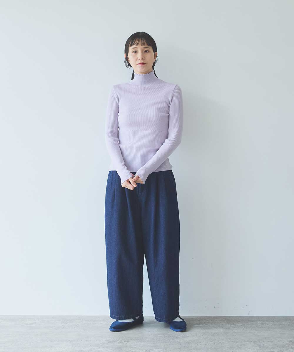 14G merino/w switching rib ハイネック プルオーバー | yuni