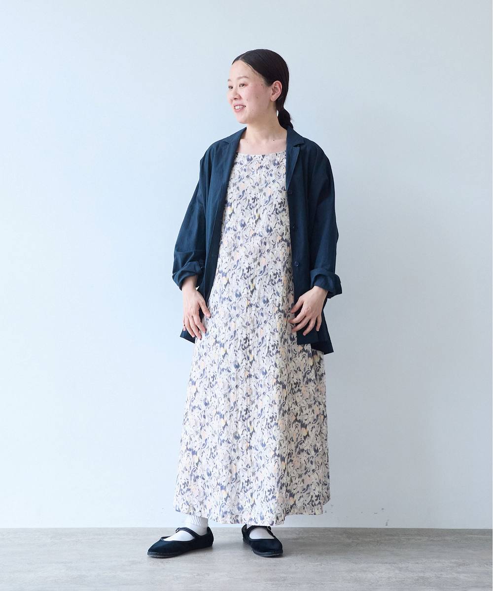 Cotton Nylon painting flower print ワンピース | yuni