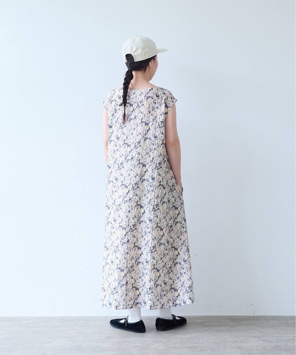 Cotton Nylon painting flower print ワンピース | yuni