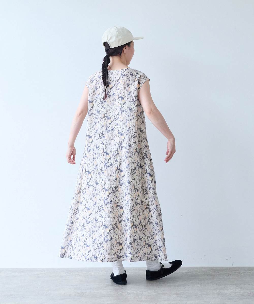 Cotton Nylon painting flower print ワンピース | yuni