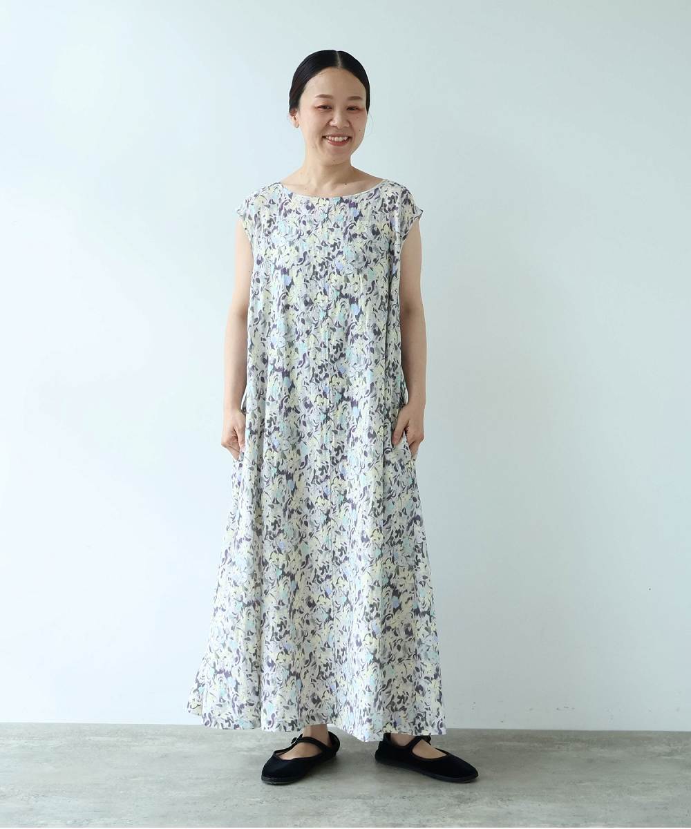 Cotton Nylon painting flower print ワンピース | yuni