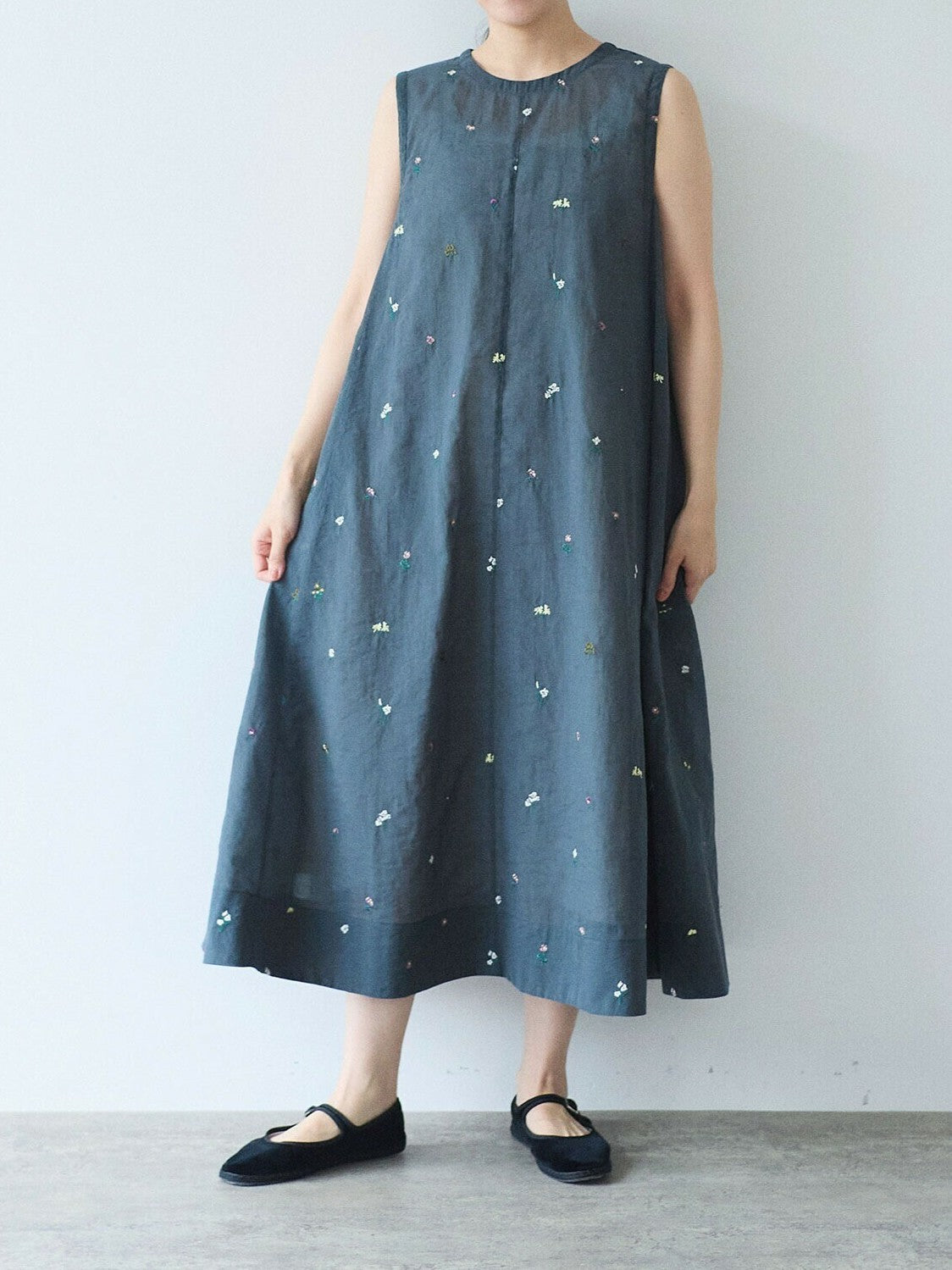 コットン/ナイロン sheer floral刺繍 ワンピース | yuni
