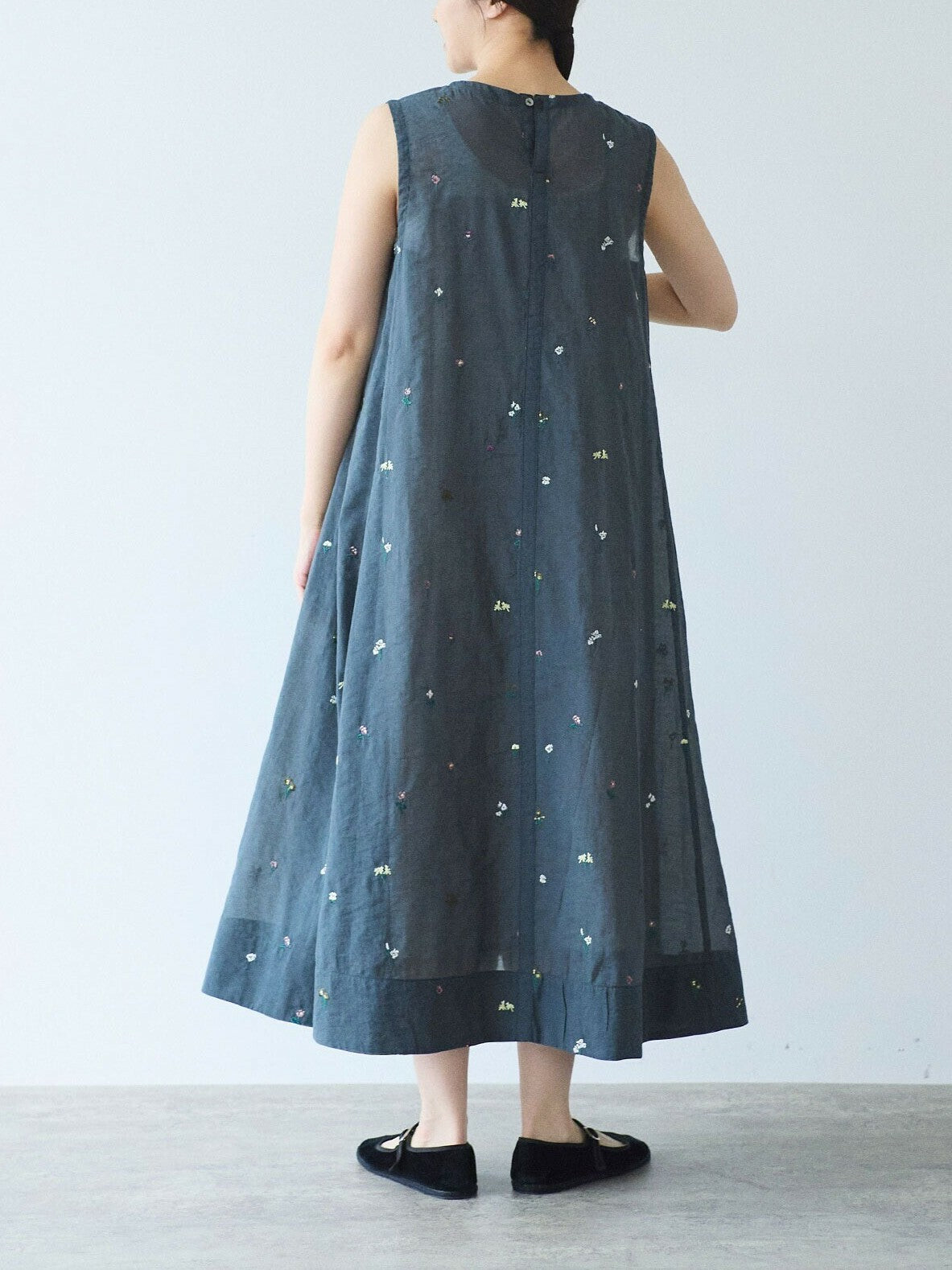 コットン/ナイロン sheer floral刺繍 ワンピース | yuni