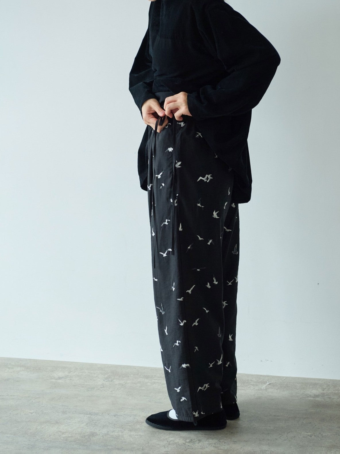 bird刺繍　drawstrings パンツ | yuni