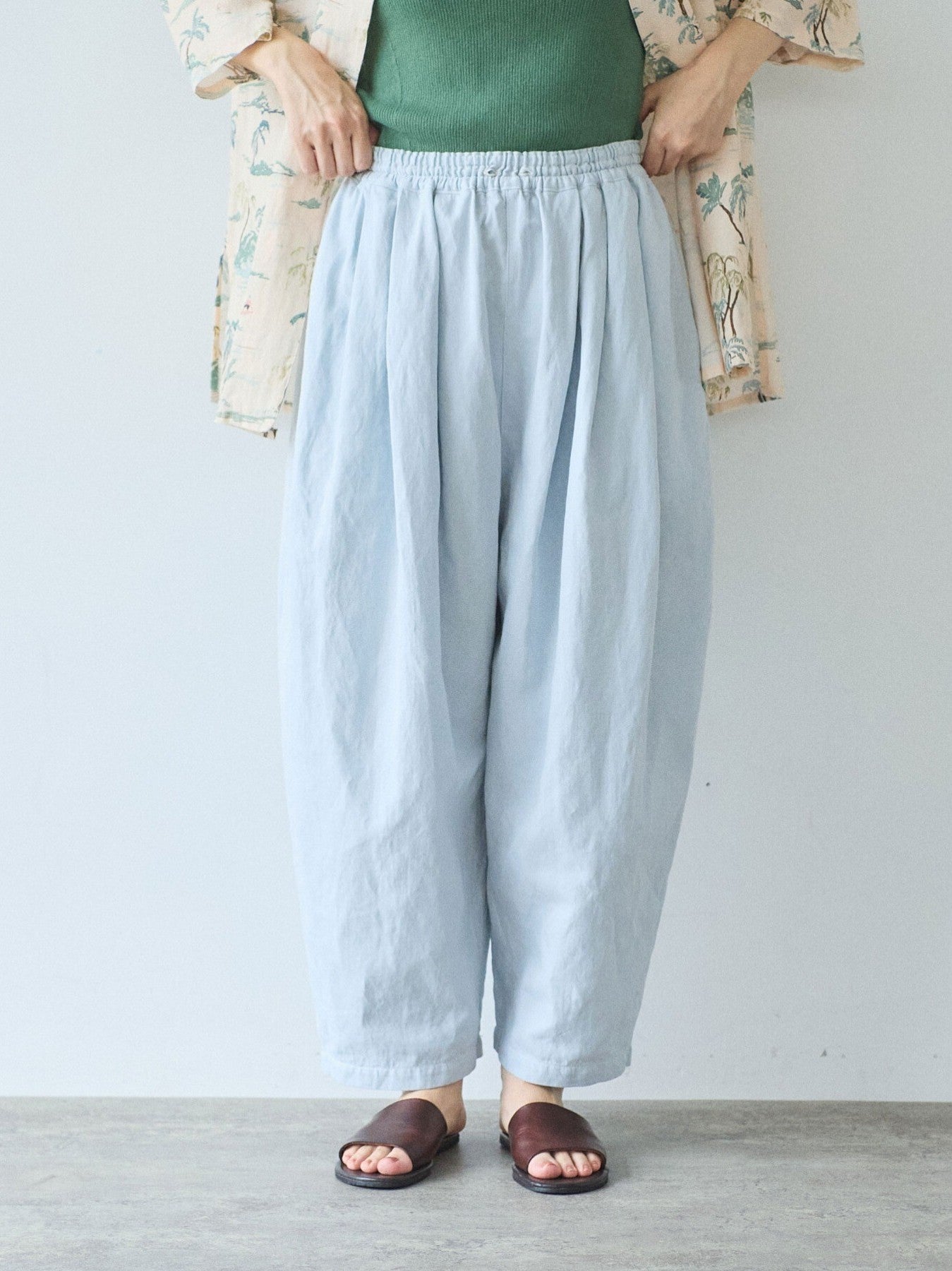 Cotton/Linen denim wide cocoon パンツ | yuni